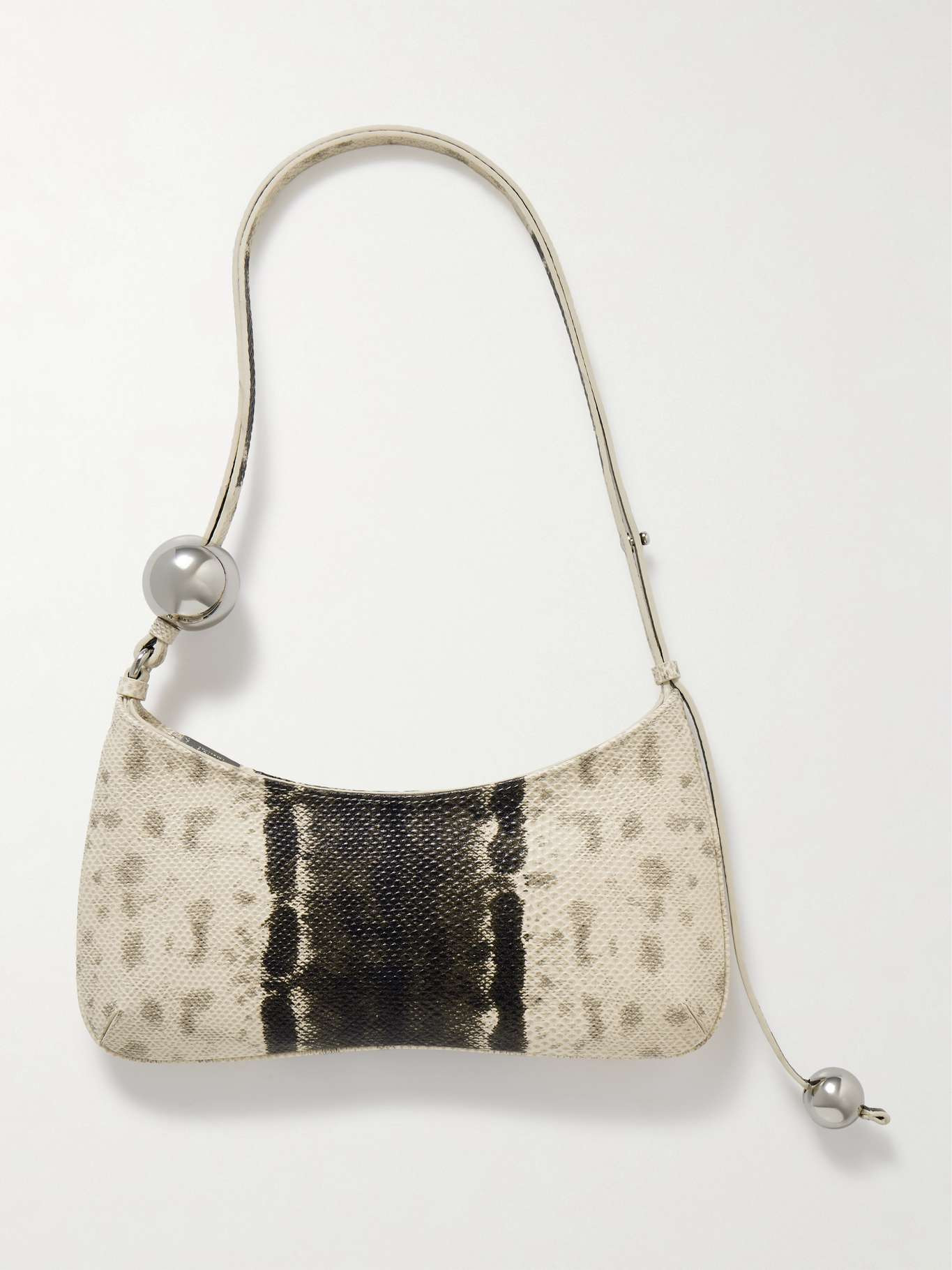 Le Bisou Perle embellished snake-effect leather shoulder bag Beige - 3