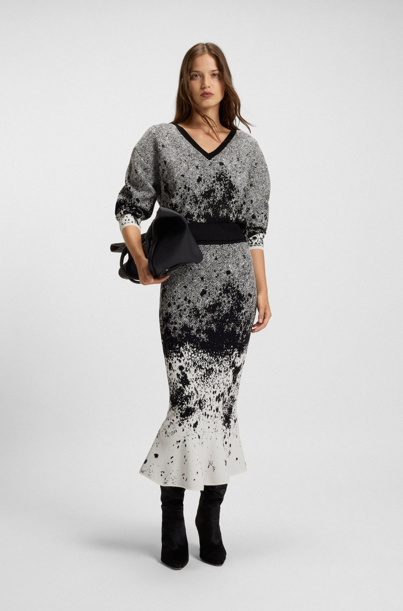BOSS CROPPED V-NECK SWEATER IN STRETCH FABRIC outlook