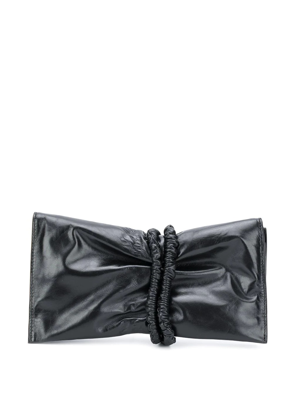 wrap-around fastening leather clutch - 1