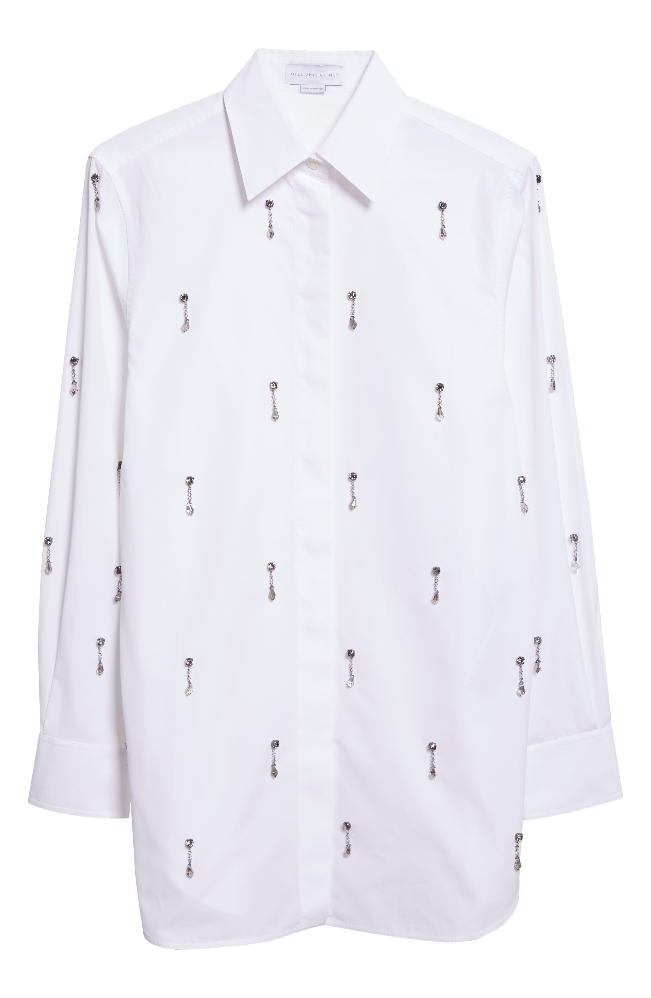 Stella McCartney Crystal Embellished Oxford Button-Up Shirt in 9000 - 6