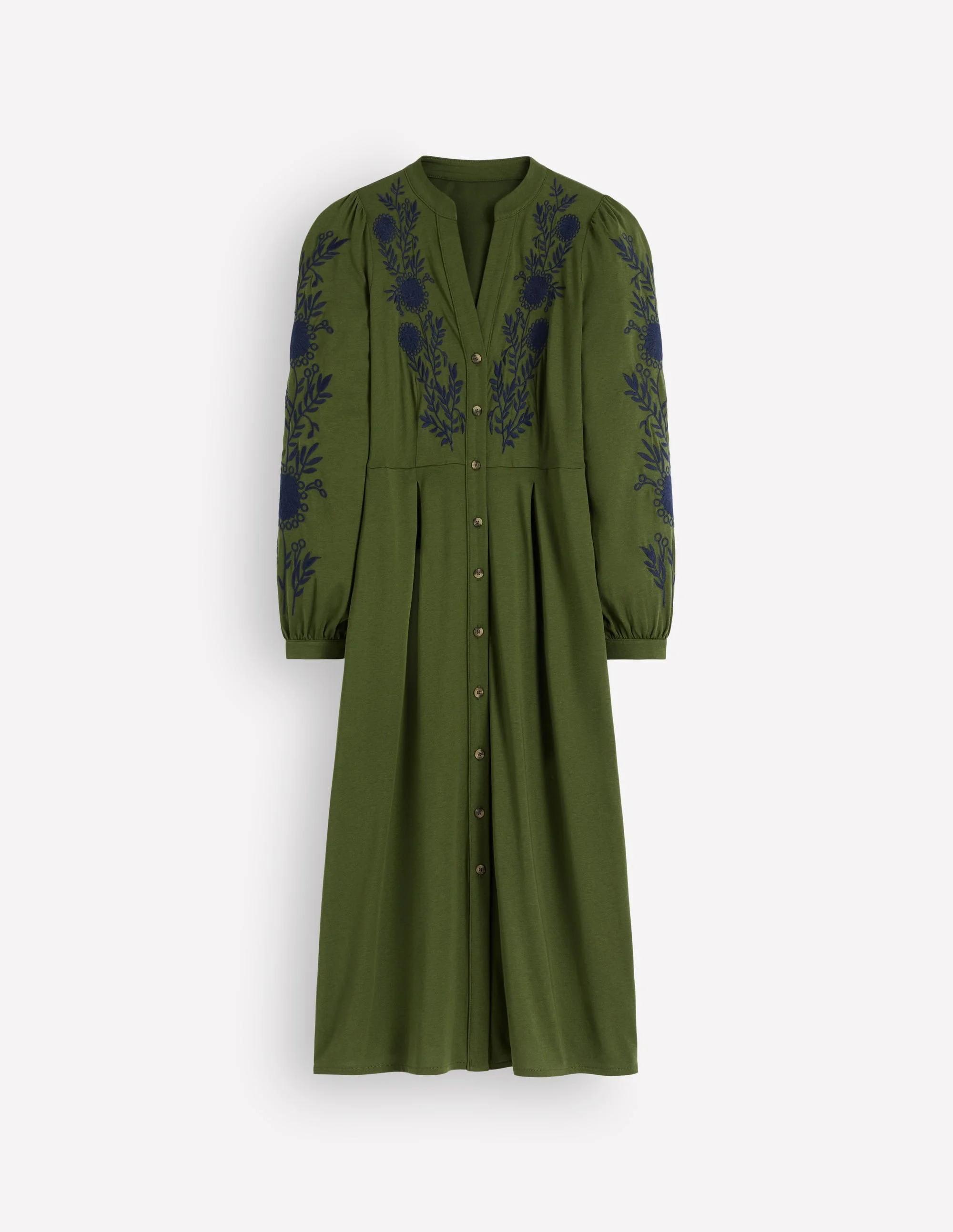 Juliet Jersey Midi Dress-Brunswick Green Embroidery - 1