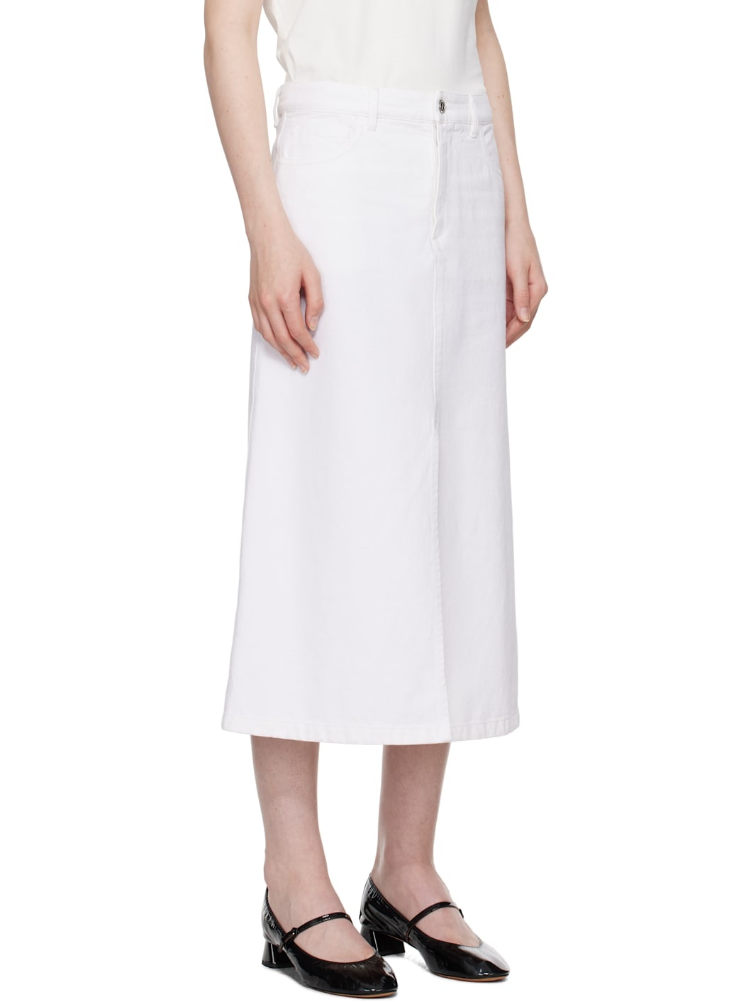 White Georgia Denim Midi Skirt - 2