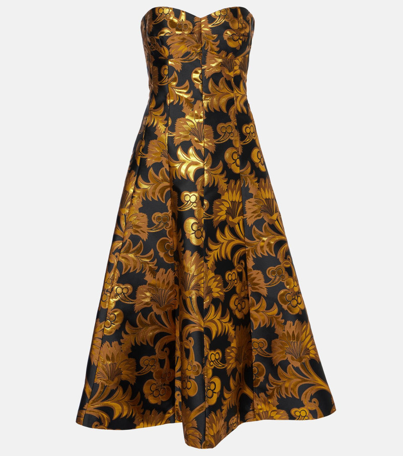 Semi-sheer strapless lamé maxi dress 1