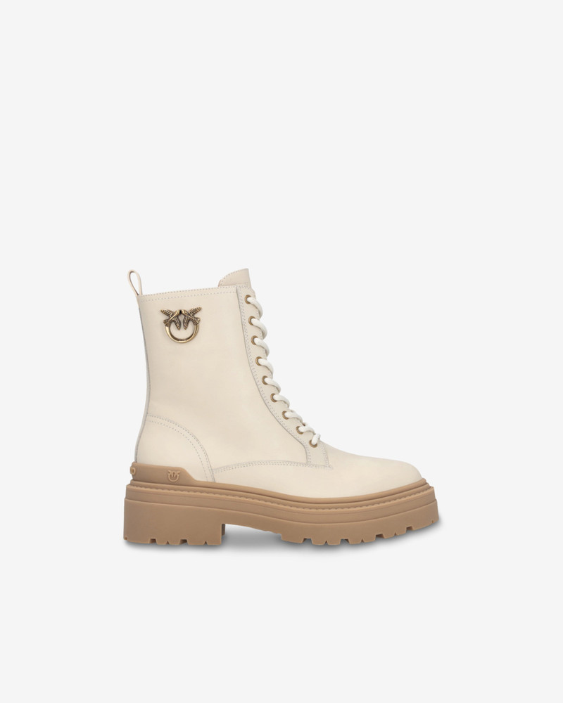 LEATHER COMBAT BOOTS WITH METAL LOGO 1