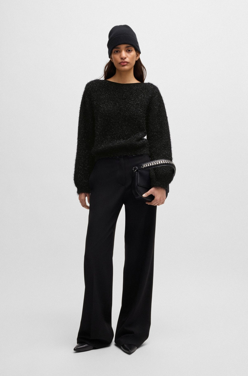 HUGO FLUFFY SLIM-FIT SWEATER WITH REAR BOW DETAIL outlook
