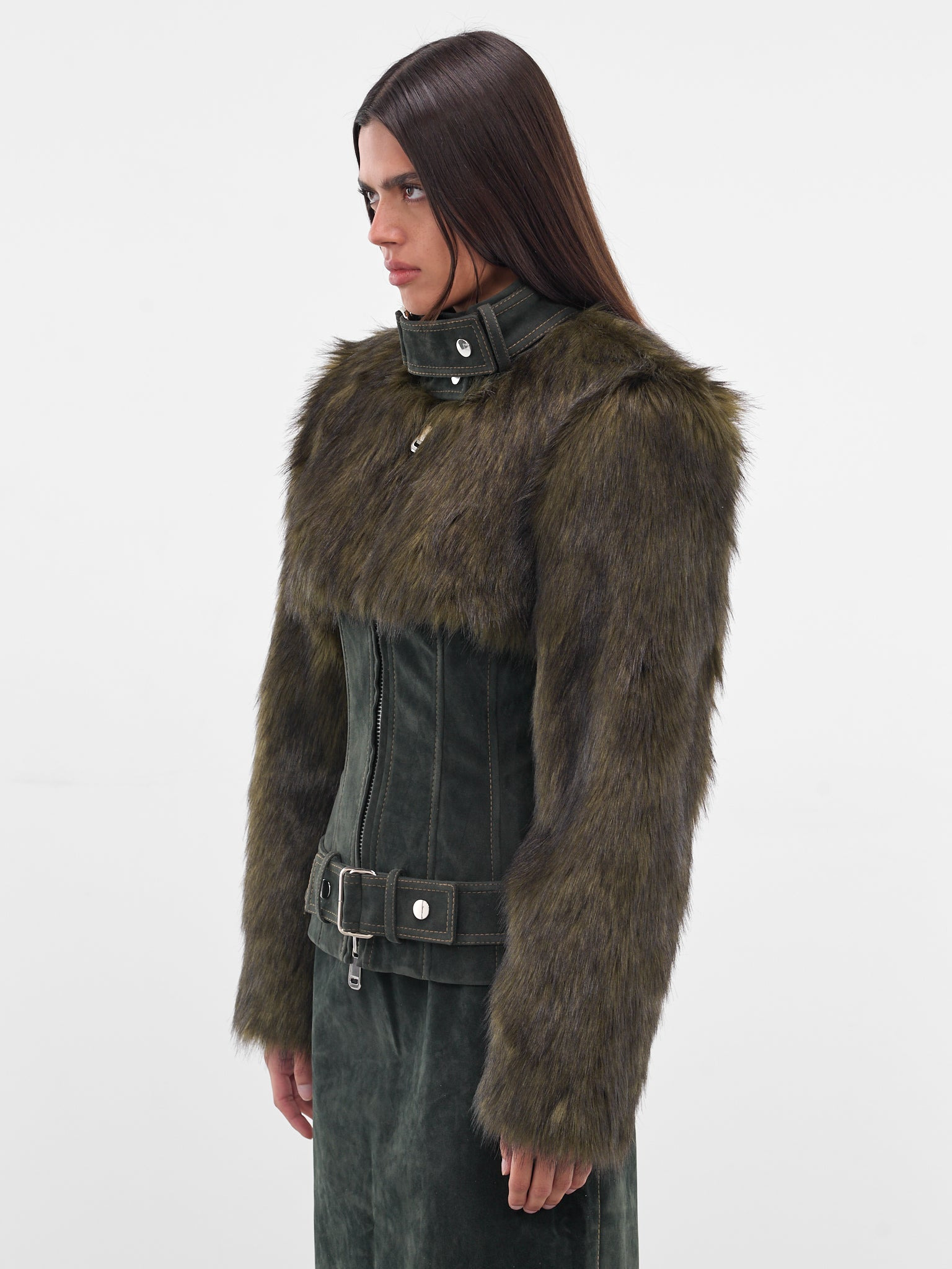 Hybrid Vegan Fur Corset Jacket - 2