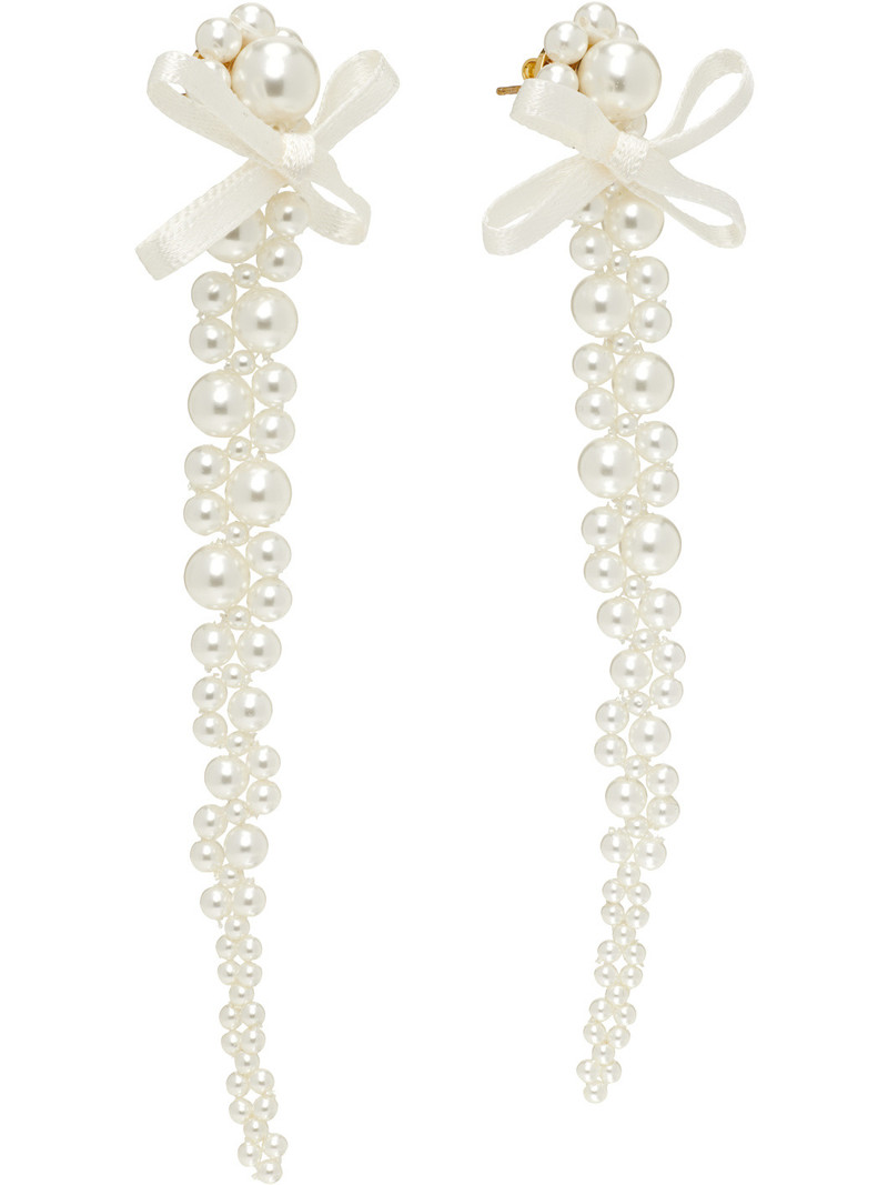 Simone Rocha Petite Bow Detail Drip Earrings outlook
