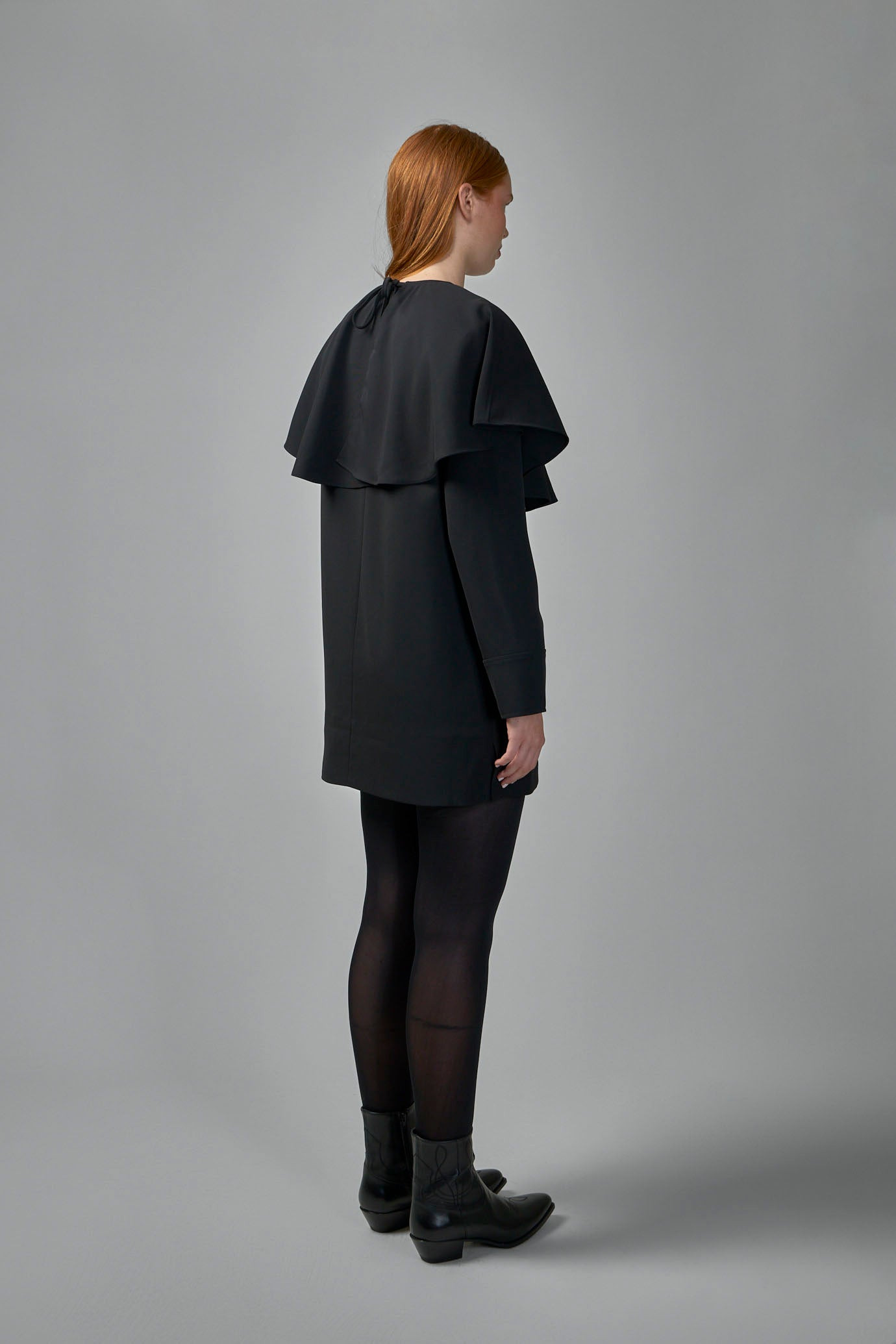 Light Twill Suiting Circle Collar Mini Dress - 3