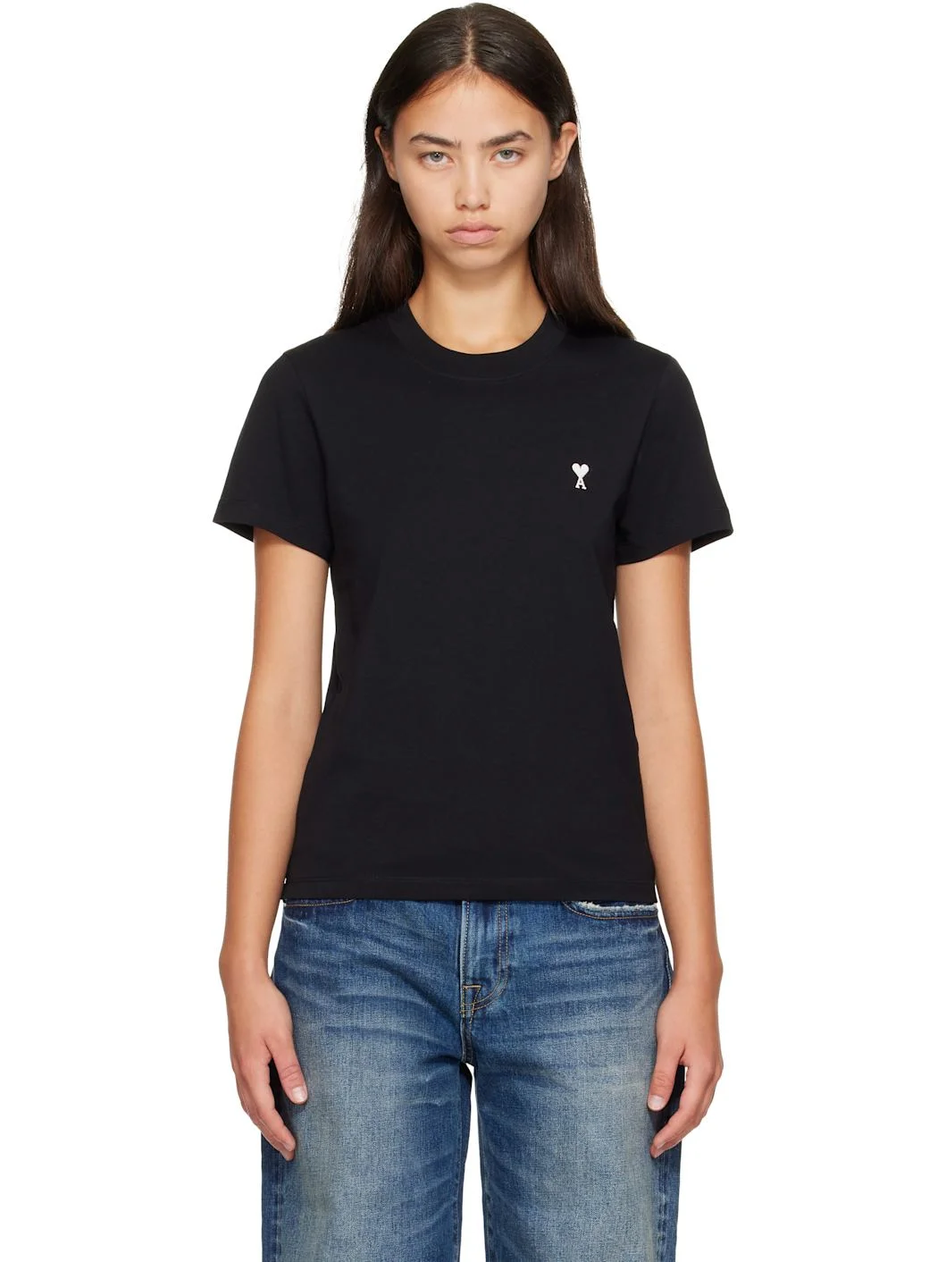 Black Cotton Ami de Coeur T-shirt - 1