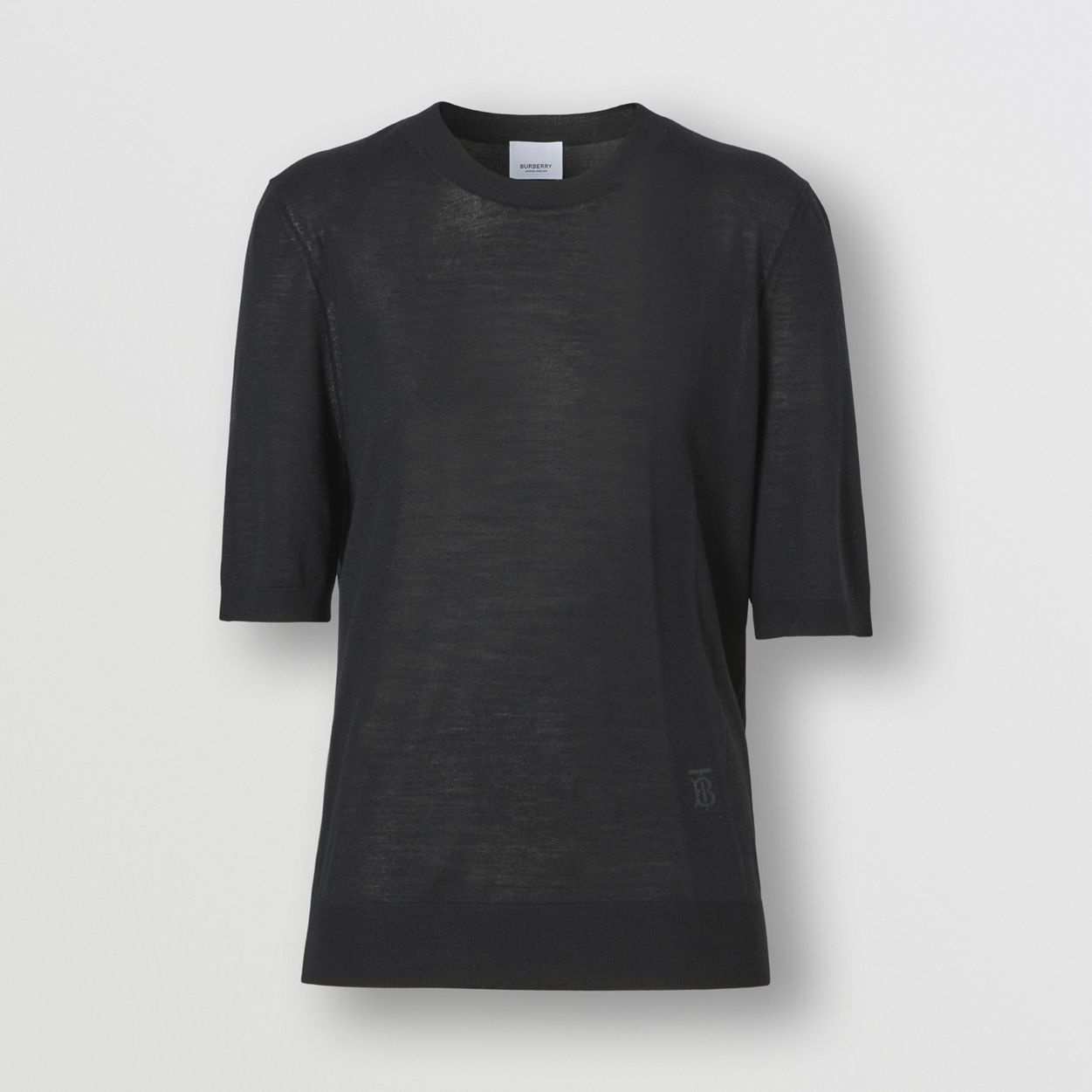 Short-sleeve Monogram Motif Wool Silk Cashmere Top - 1