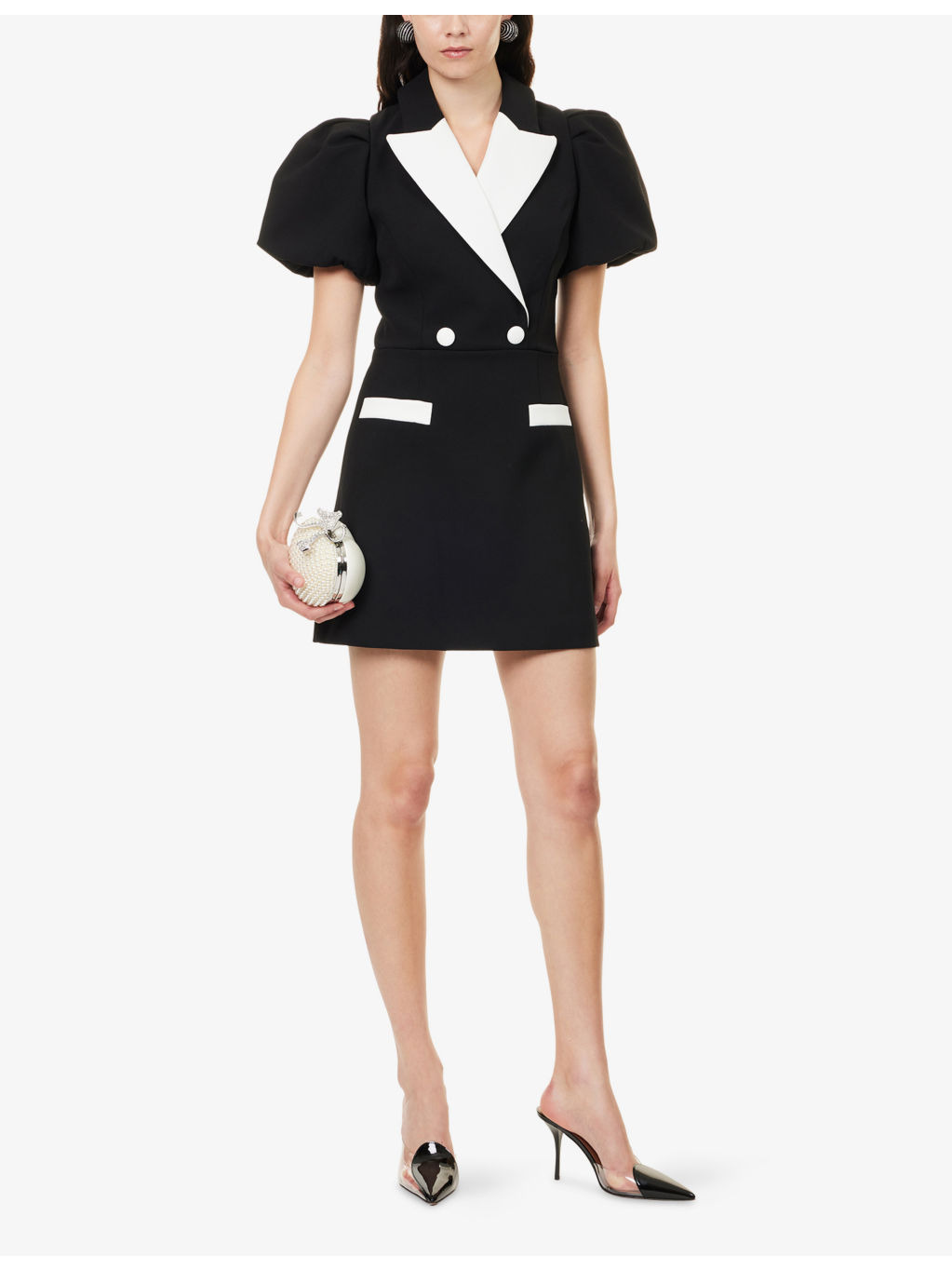 Emma Puffed-Sleeves Stretch-Woven Mini Dress - 2