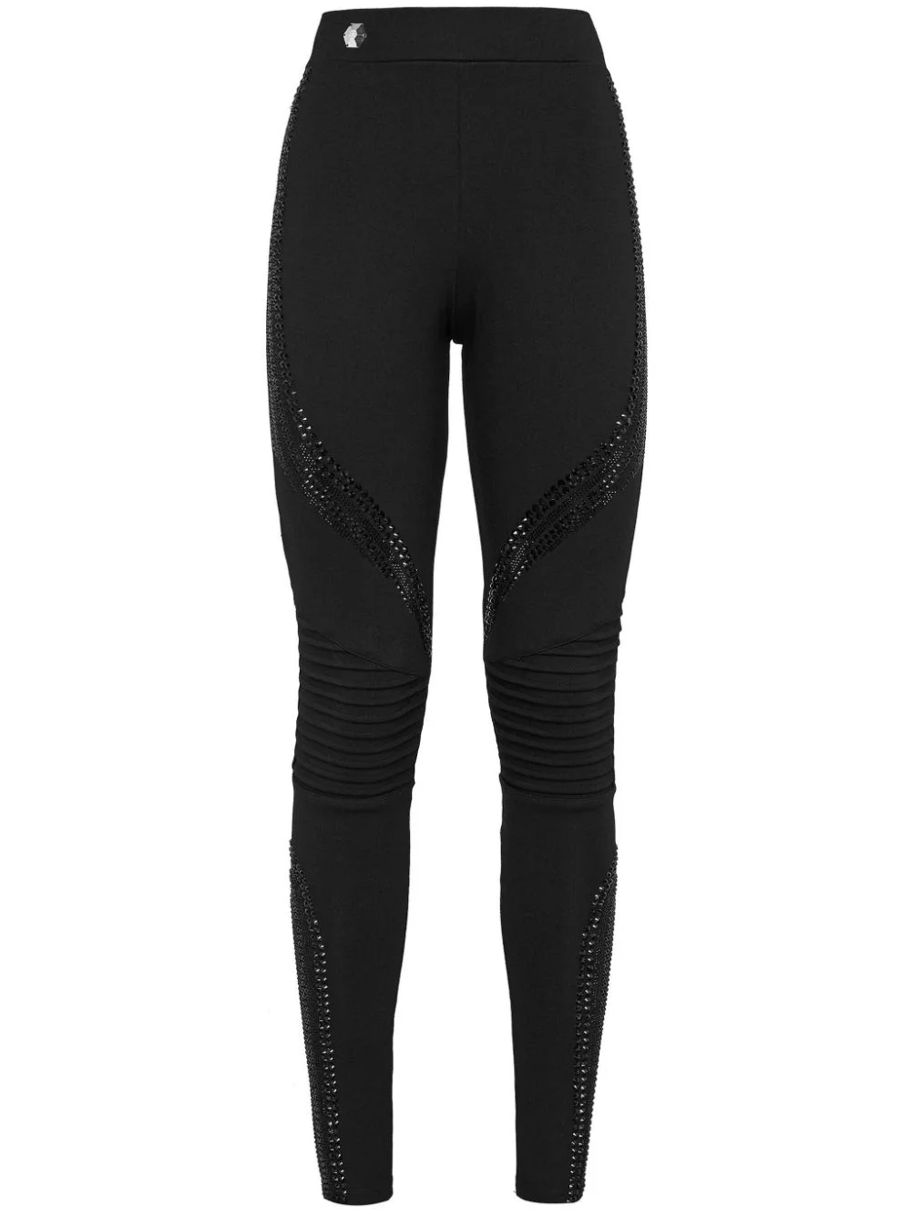 crystal-embellished panelled leggings - 1