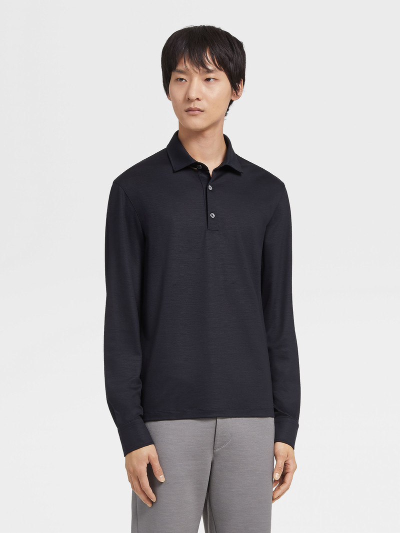 ZEGNA NAVY BLUE HIGH PERFORMANCE™ LONG-SLEEVE POLO outlook