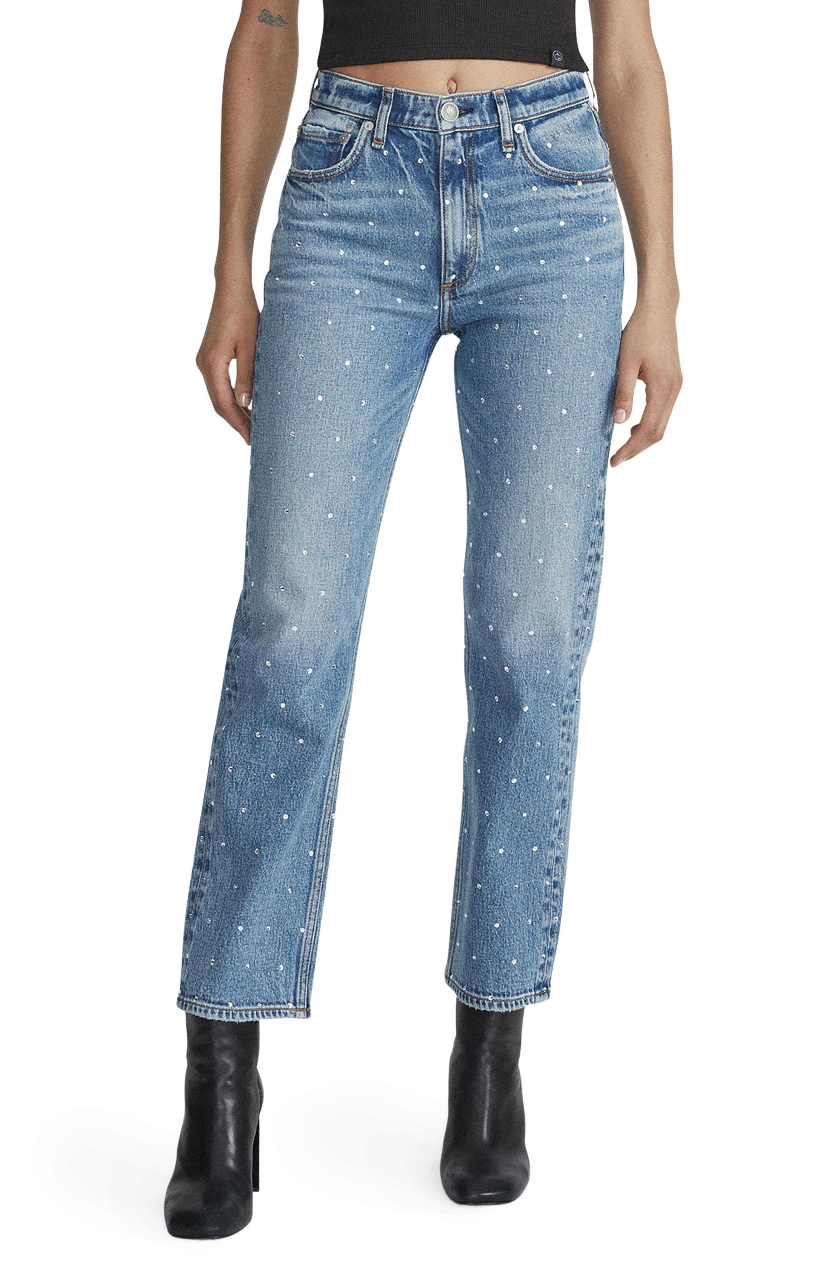 Harlow Rhinestone Straight Leg Jeans - 1