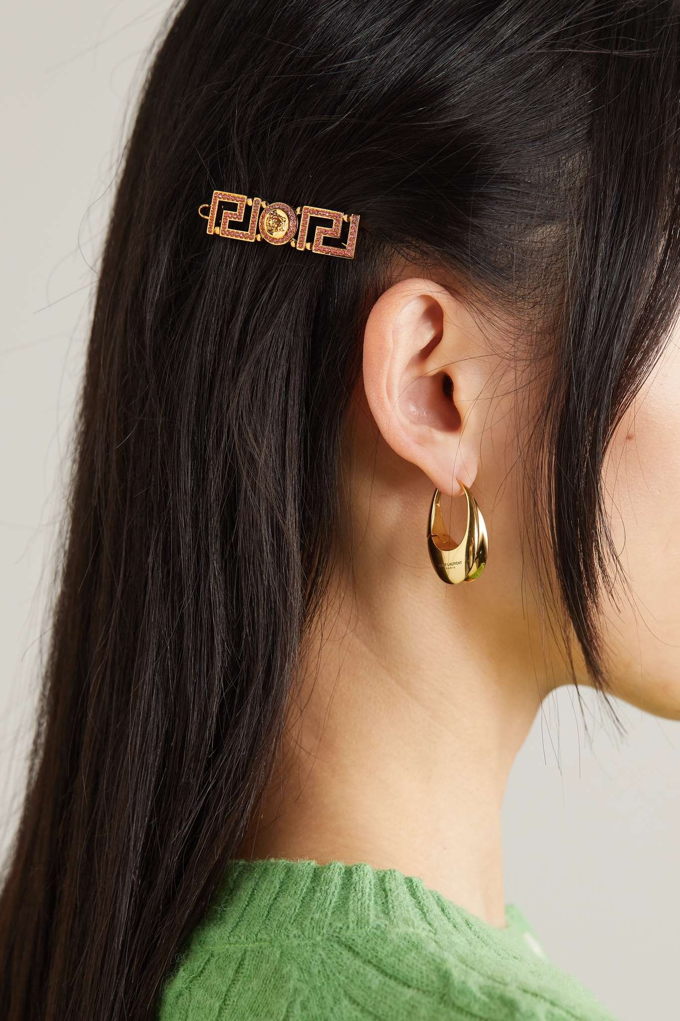 Crystal-embellished rose gold-tone hair clip - 2