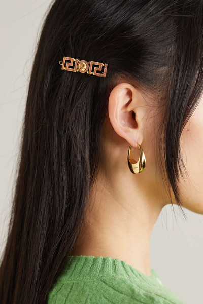 VERSACE Crystal-embellished rose gold-tone hair clip outlook