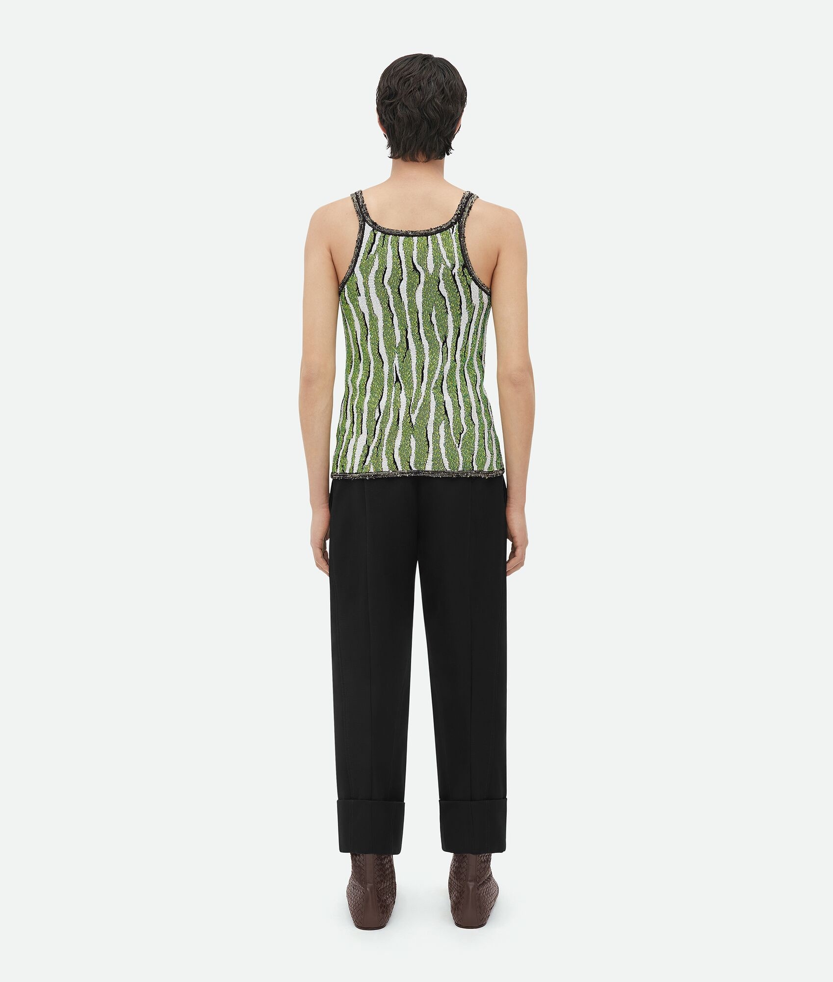 Slim Fit Viscose Jacquard Tank Top - 3