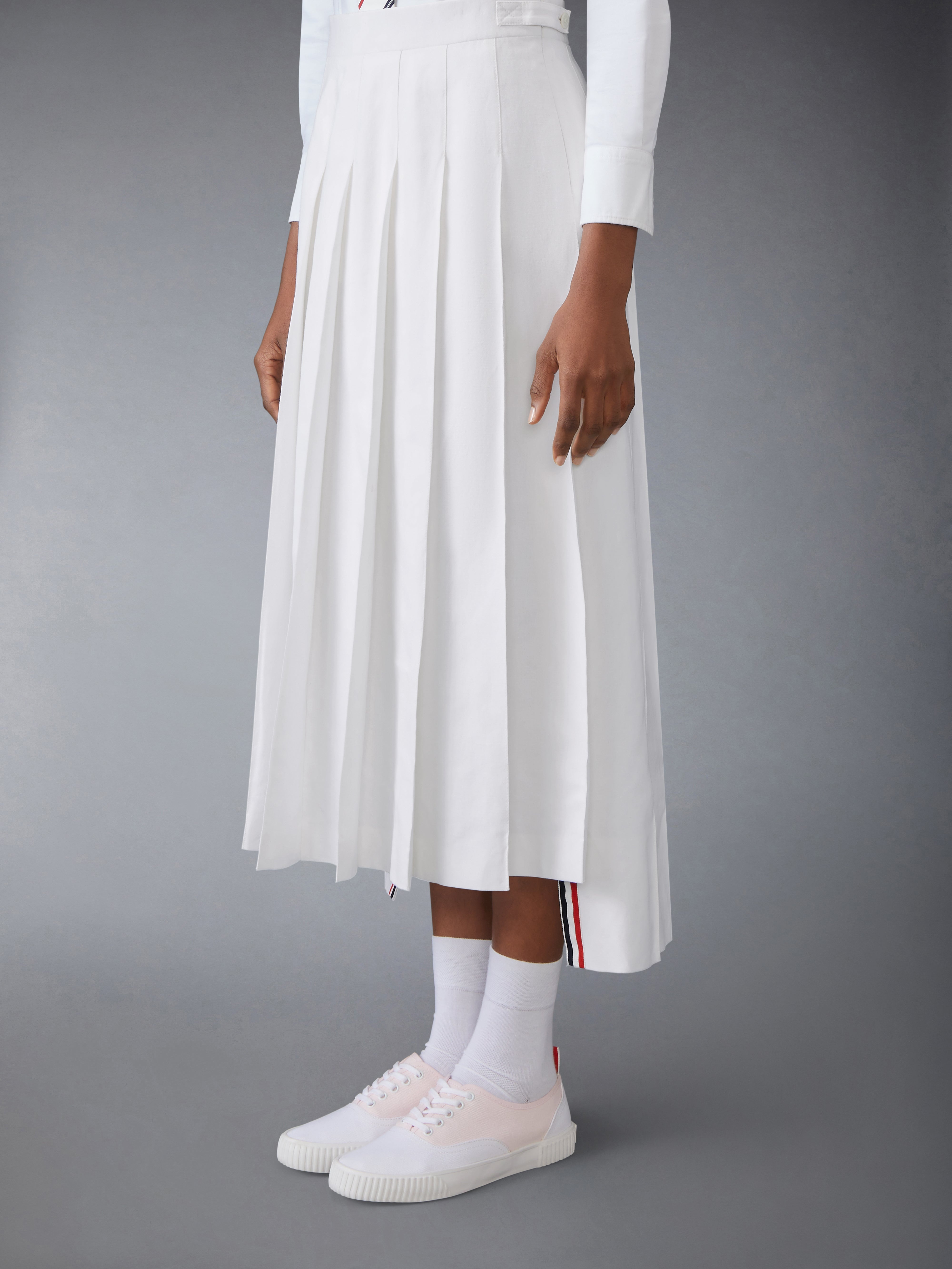 CLASSIC LINEN COTTON PLEATED SKIRT - 3