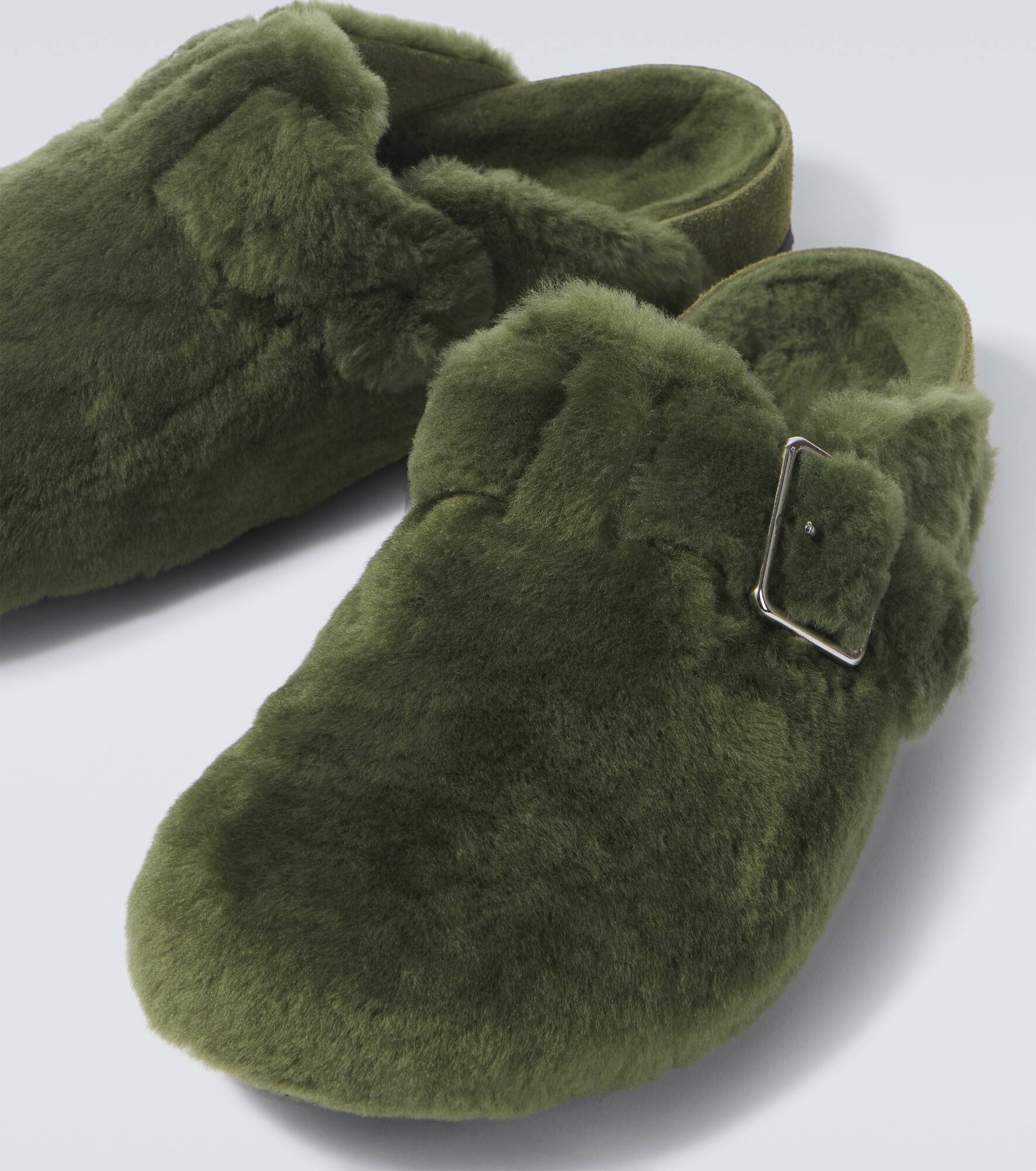 Boston 1774 shearling-lined suede mules - 3