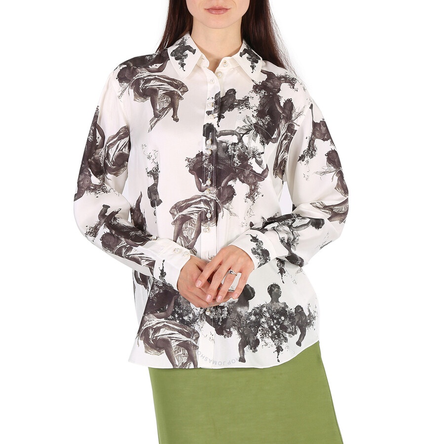 Burberry Ladies Black Renaissance Carlota Long Sleeve Silk Blouse - 3