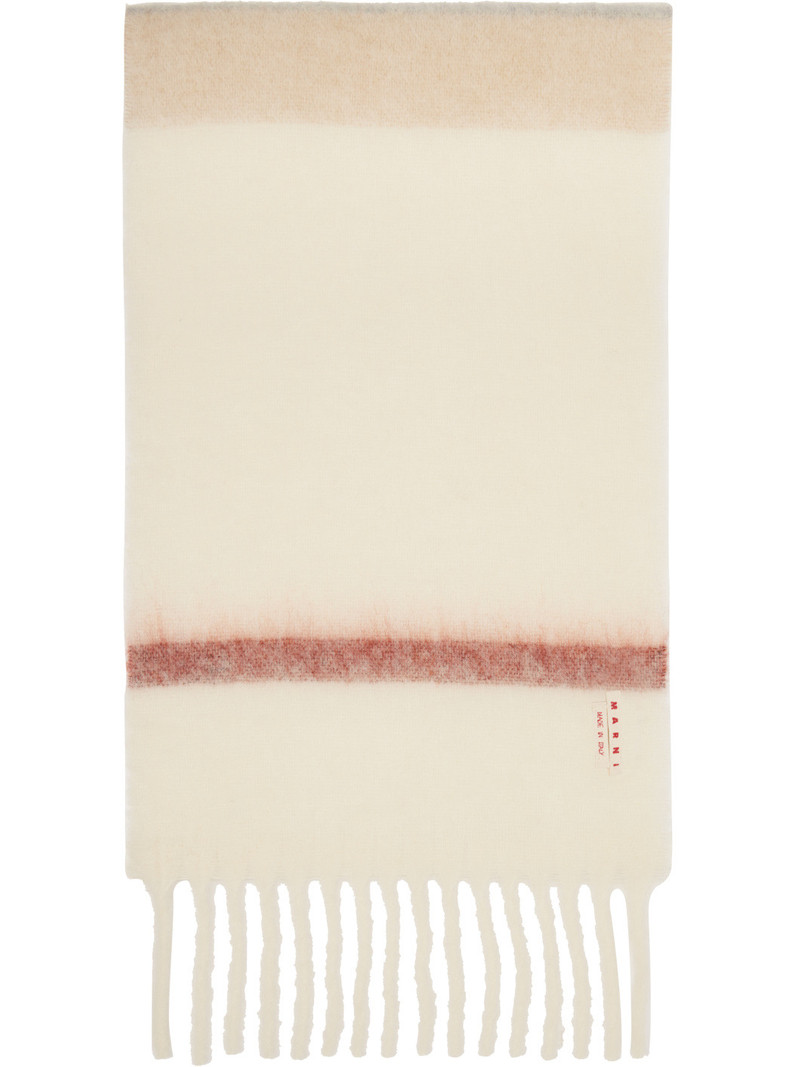 Marni Beige & Gray Striped Alpaca Scarf outlook