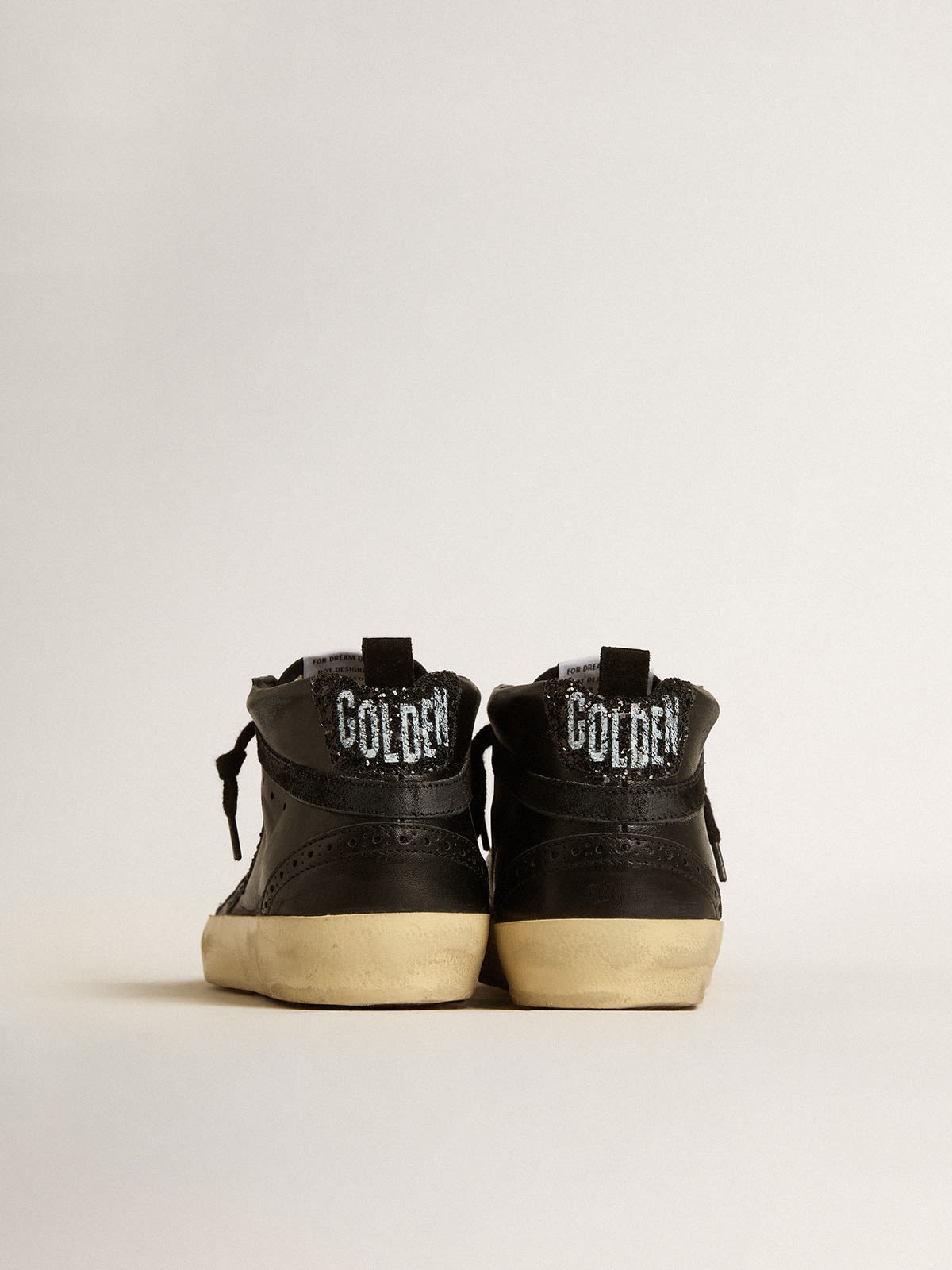 Mid Star in black nappa with black glitter star and suede flash - 4