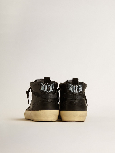Golden Goose Mid Star in black nappa with black glitter star and suede flash outlook