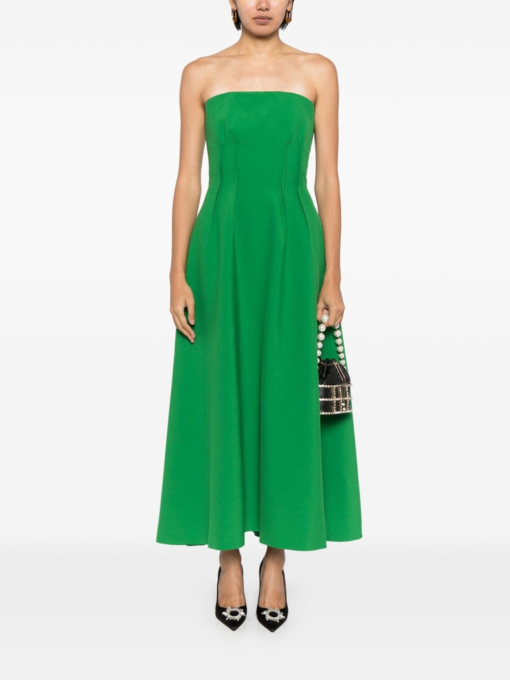 inverted-darts strapless dress - 2