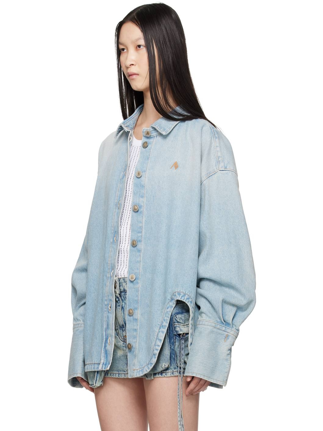 Blue Oversized Denim Shirt - 4