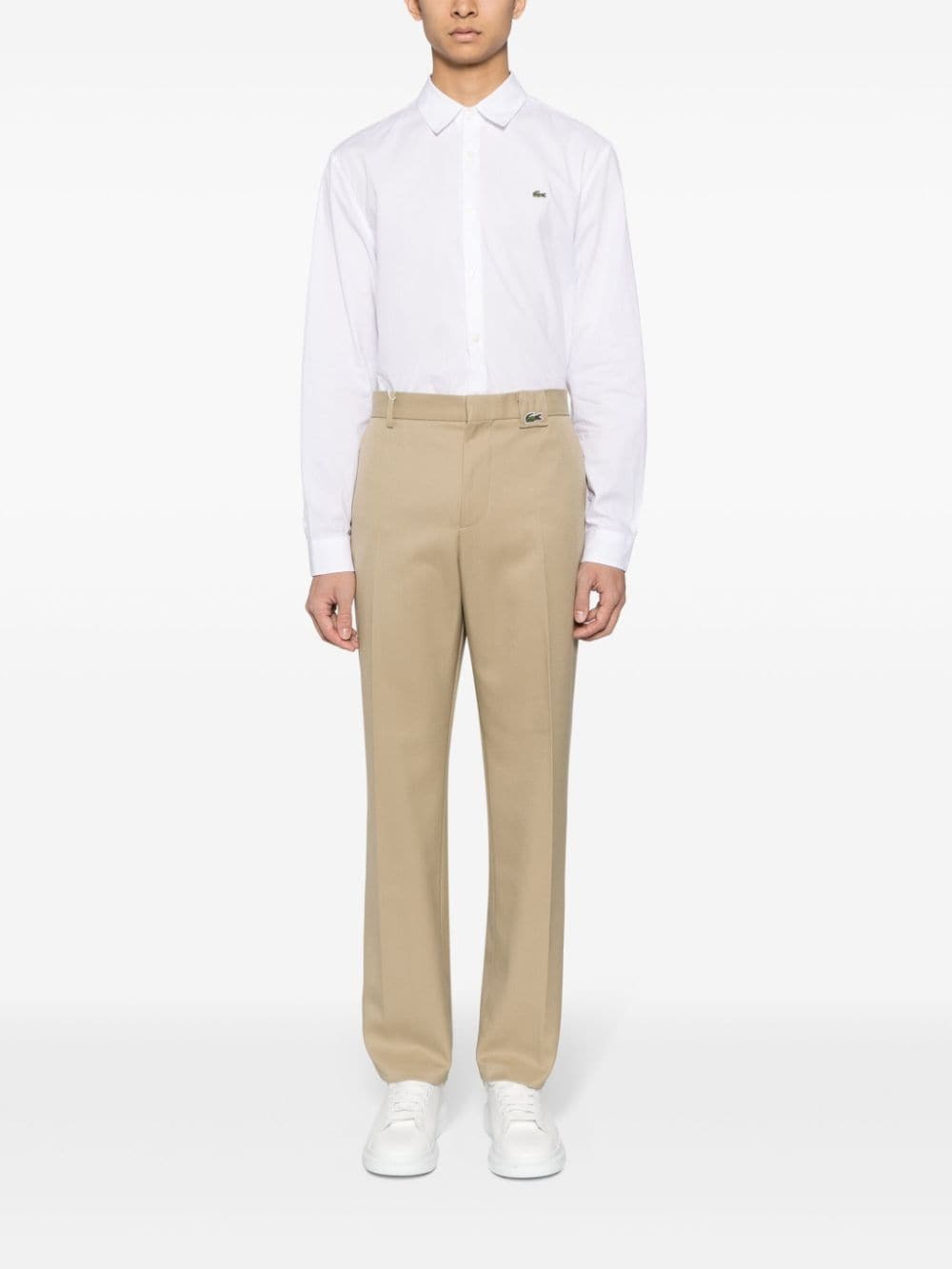 logo-embroidered mid-rise chinos - 2