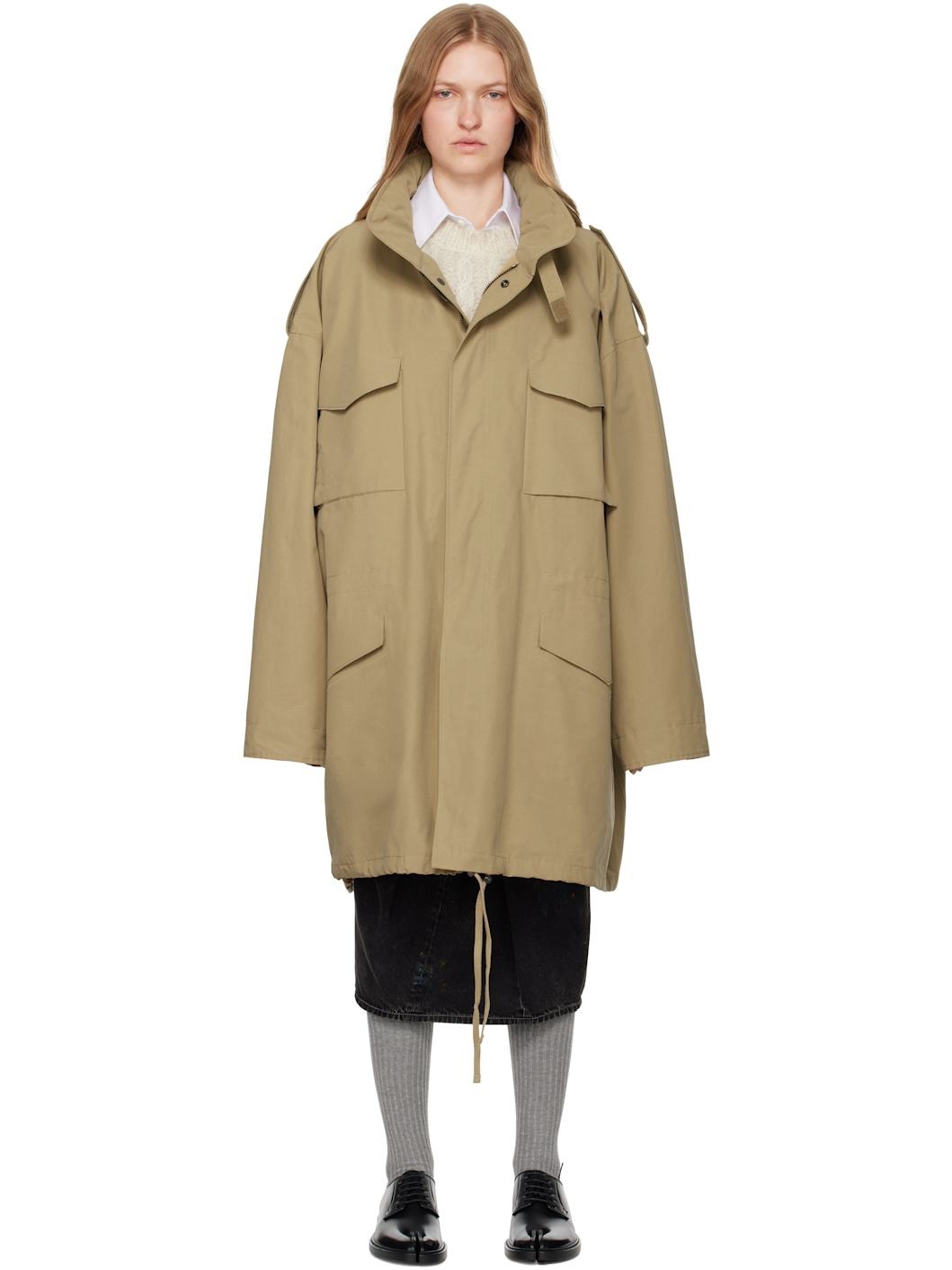 Beige Hooded Jacket - 1