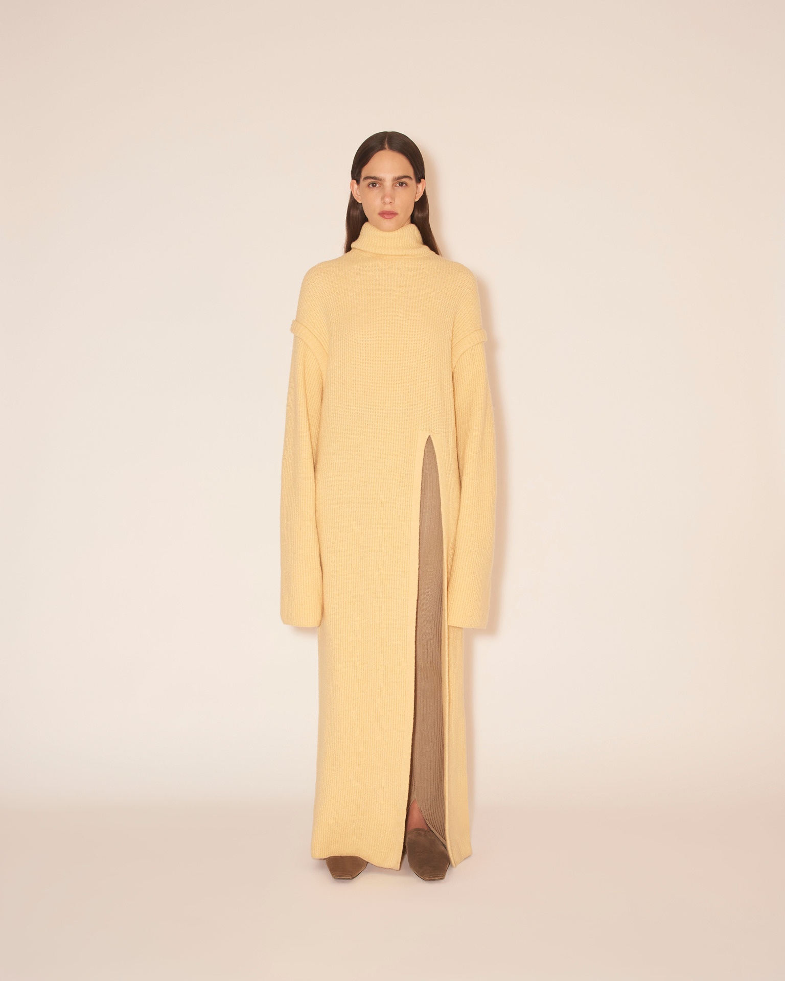 GIDA - Split sweater dress - Pale yellow - 3