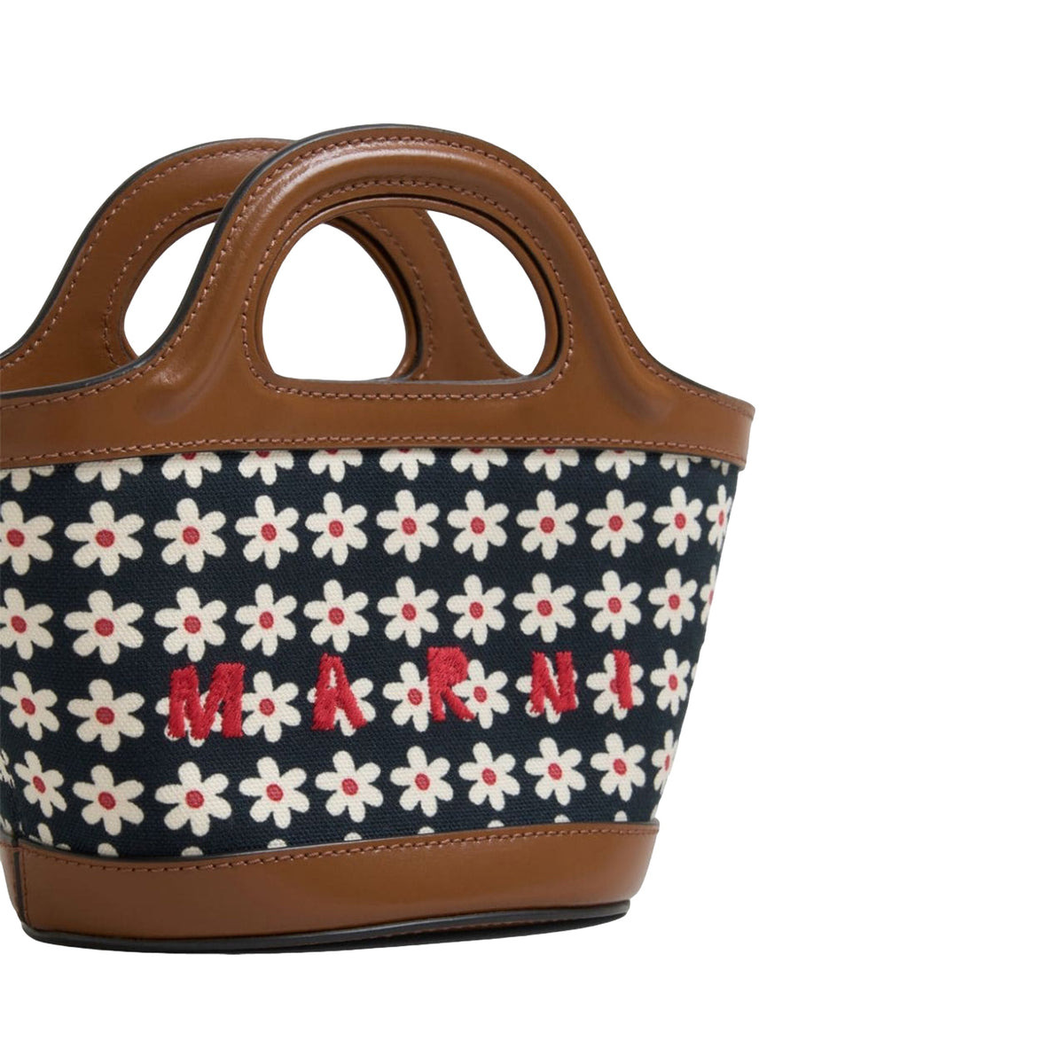 BLACK CANVAS TROPICALIA MICRO BAG WITH DAISY PRINT (RED/WHITE/BLACK) - 2