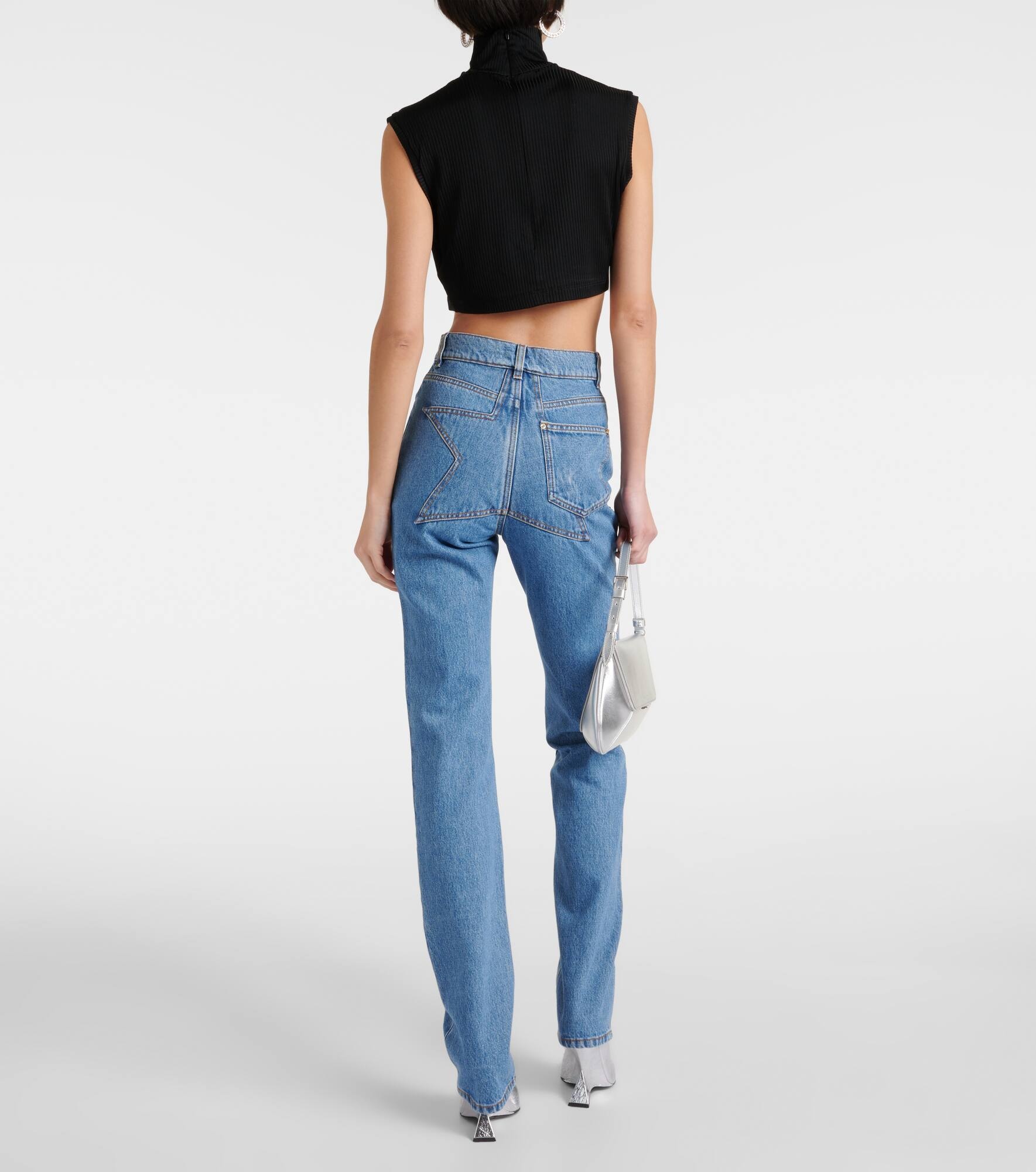Star Stud ribbed-knit crop top - 3