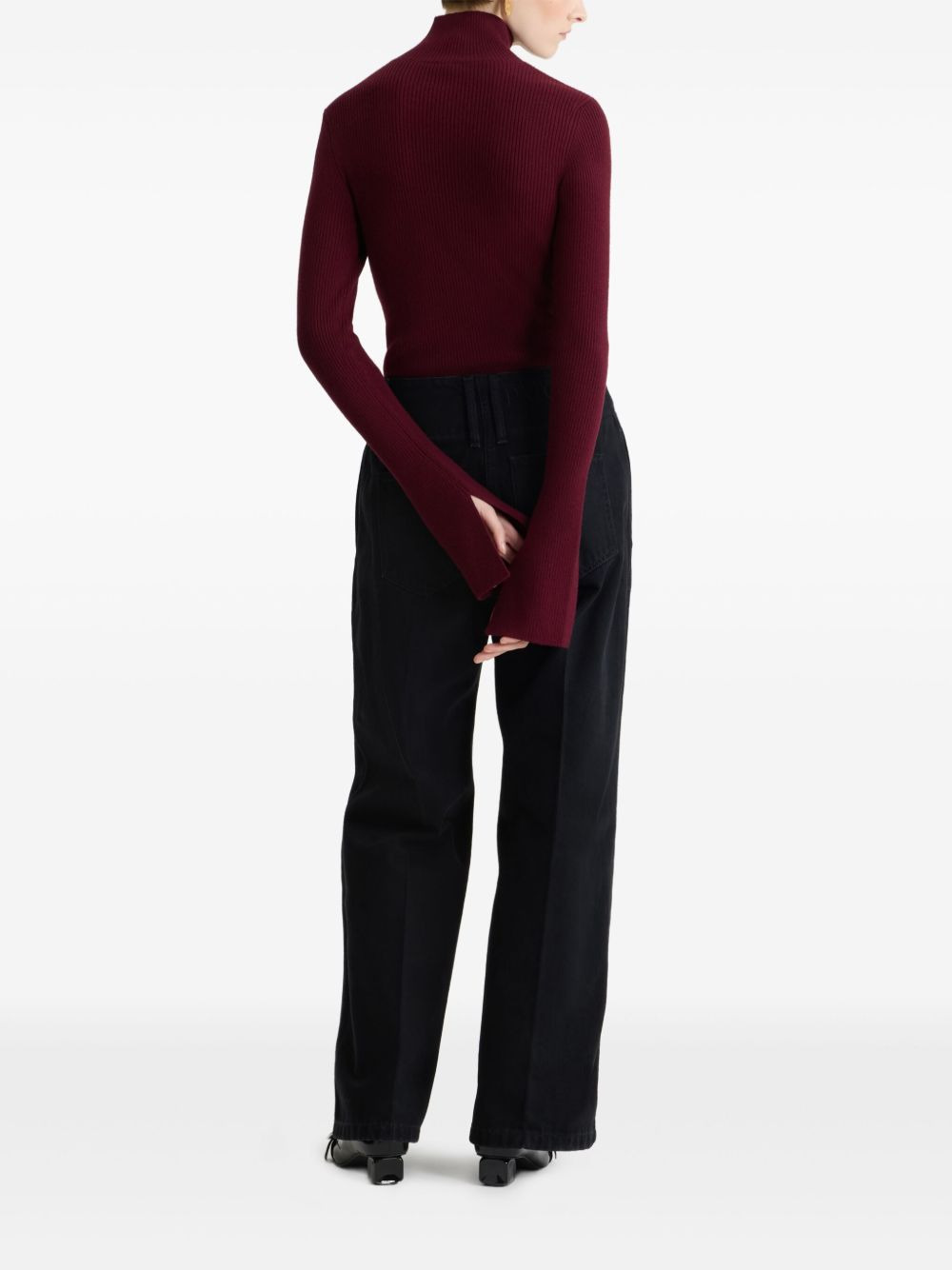ribbed high-neck jumper - 3