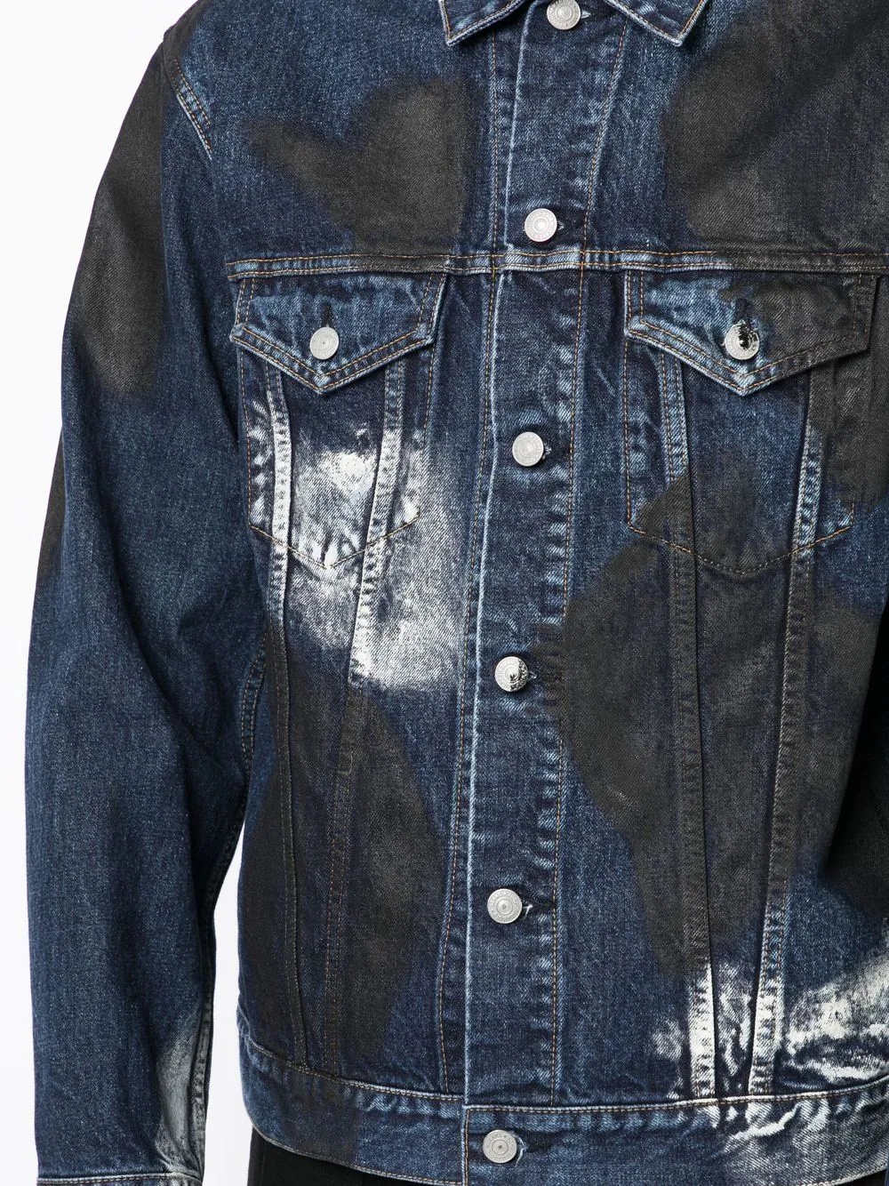 abstract print denim jacket - 5