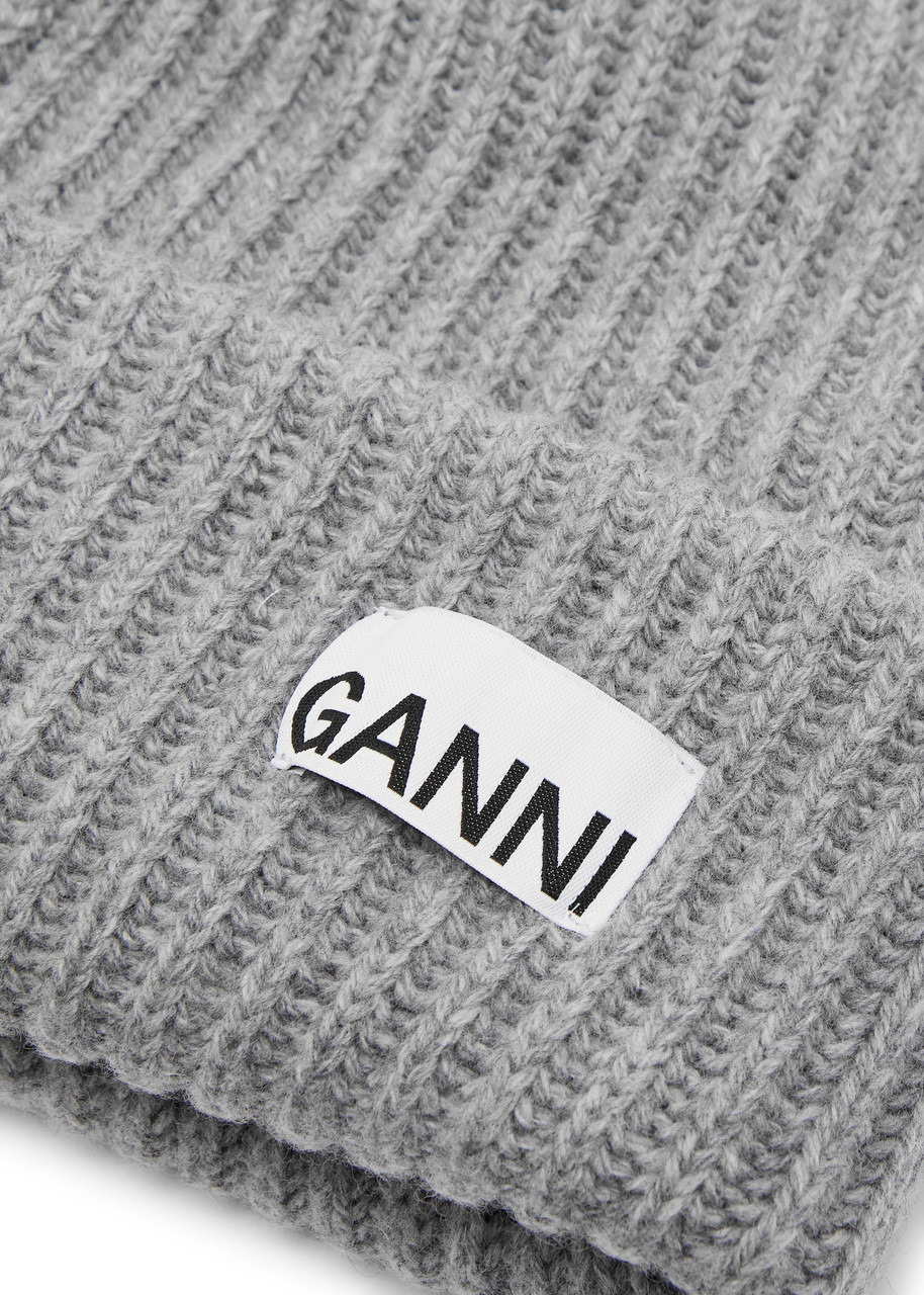 Ganni Logo Ribbed Wool-blend Beanie - 3