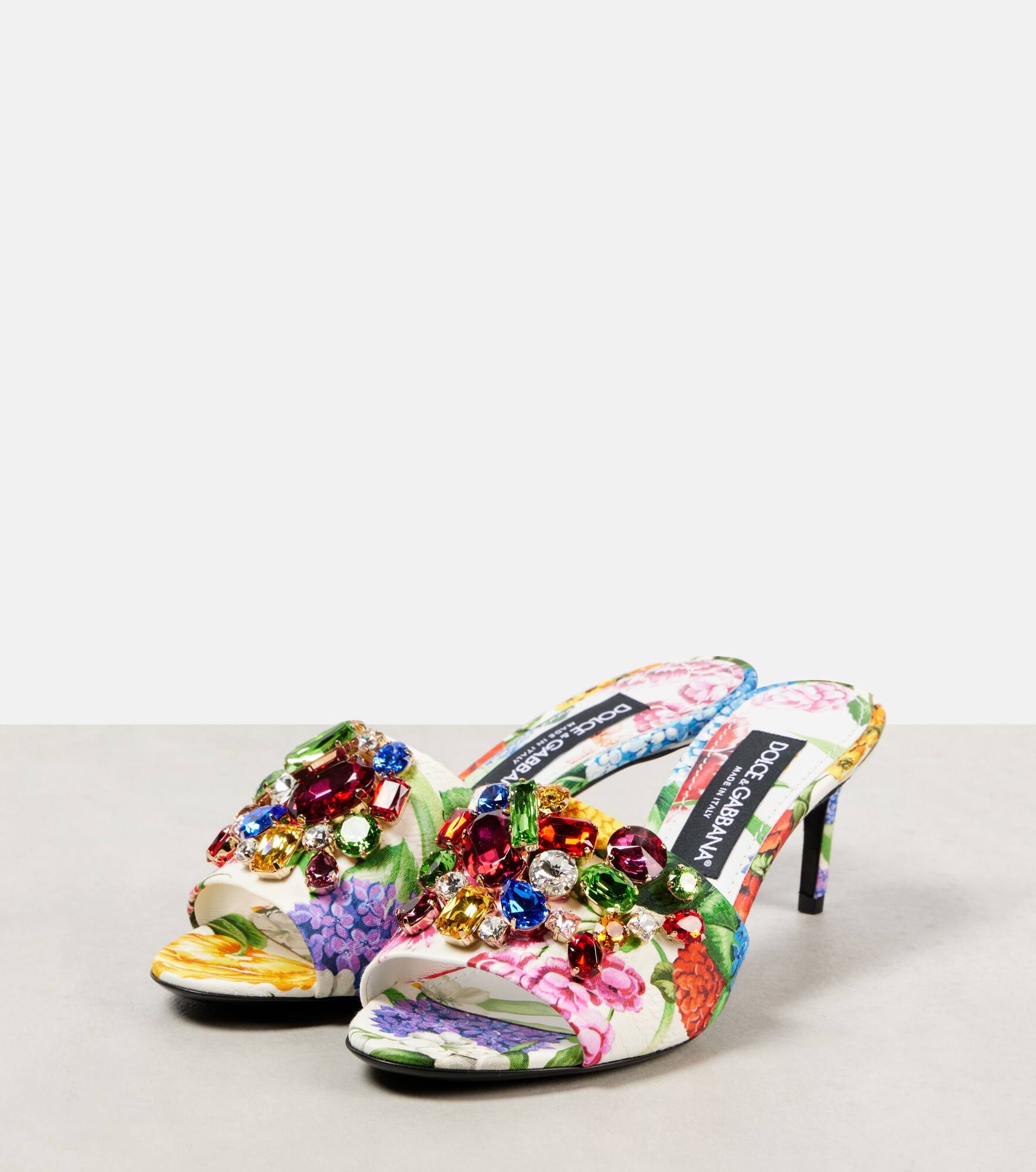 Kiera floral embellished brocade mules - 4