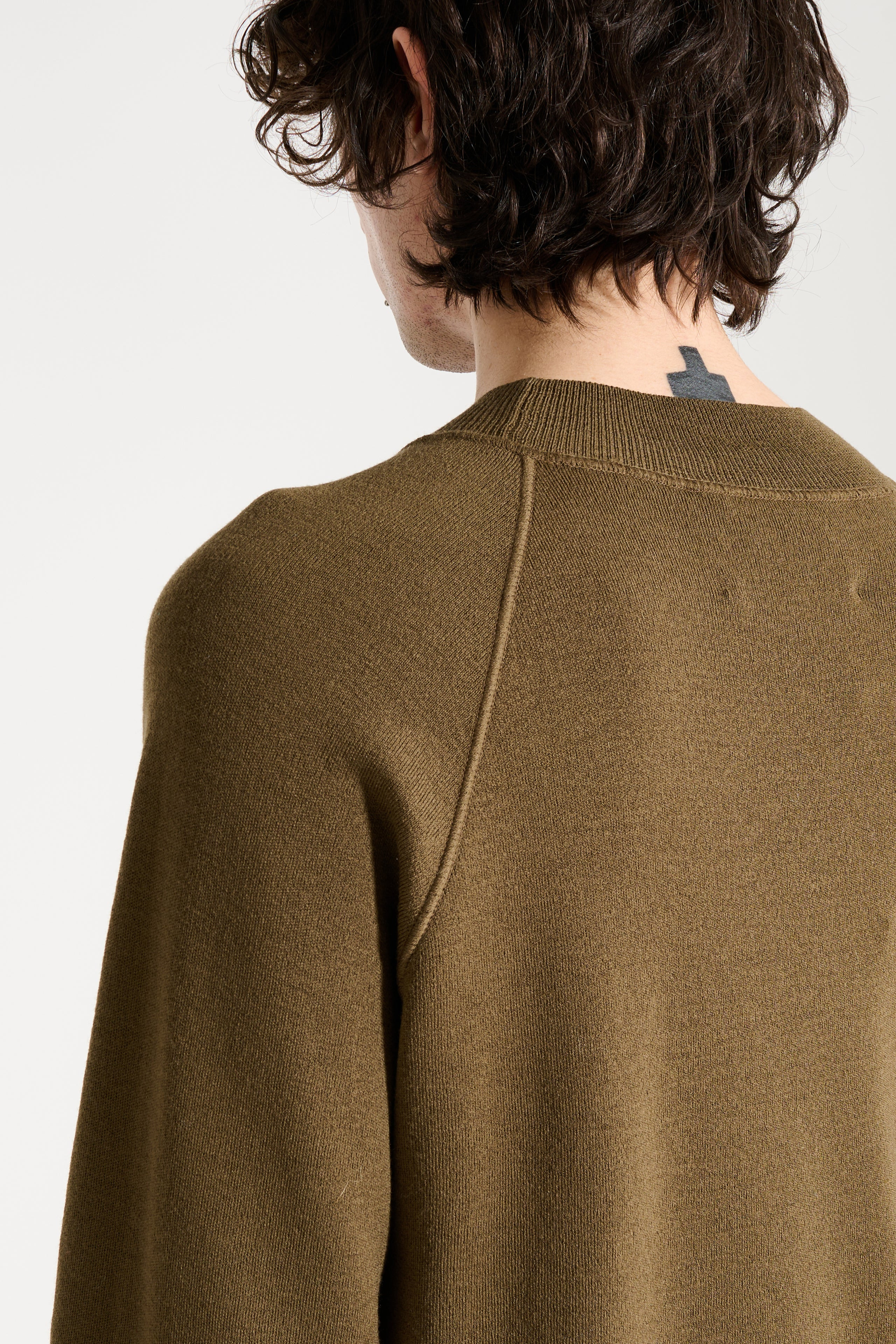 MARGARET HOWELL MHL WIDE NECK SWEATSHIRT FINE MERINO WOOL KHAKI - 6