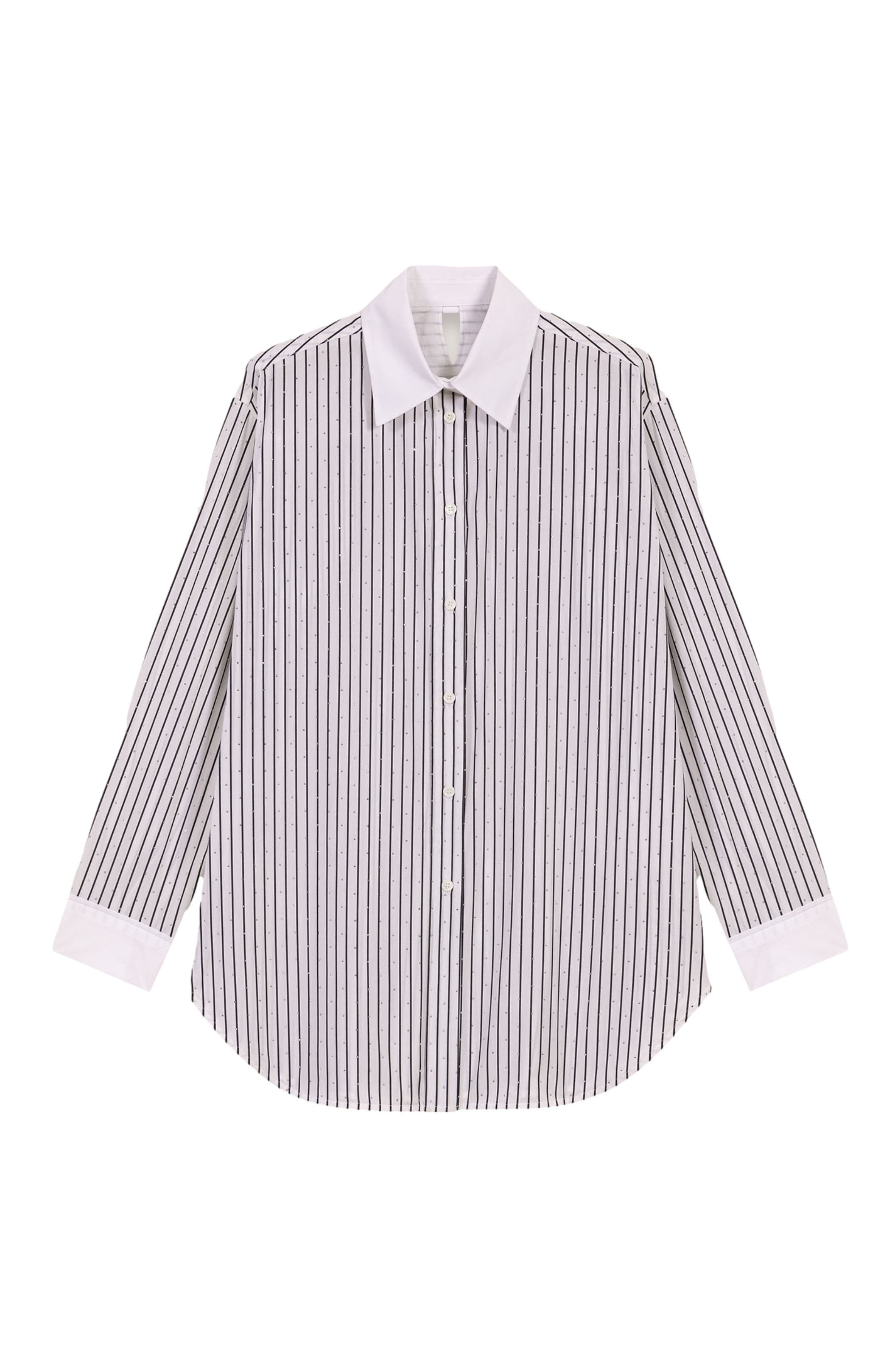 maje Rhinestone striped shirt in Black /White Stripes at Nordstrom - 8