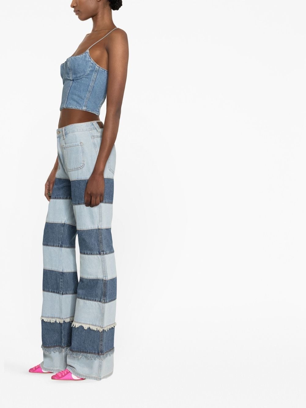 Mahina patchwork-stripe jeans - 3