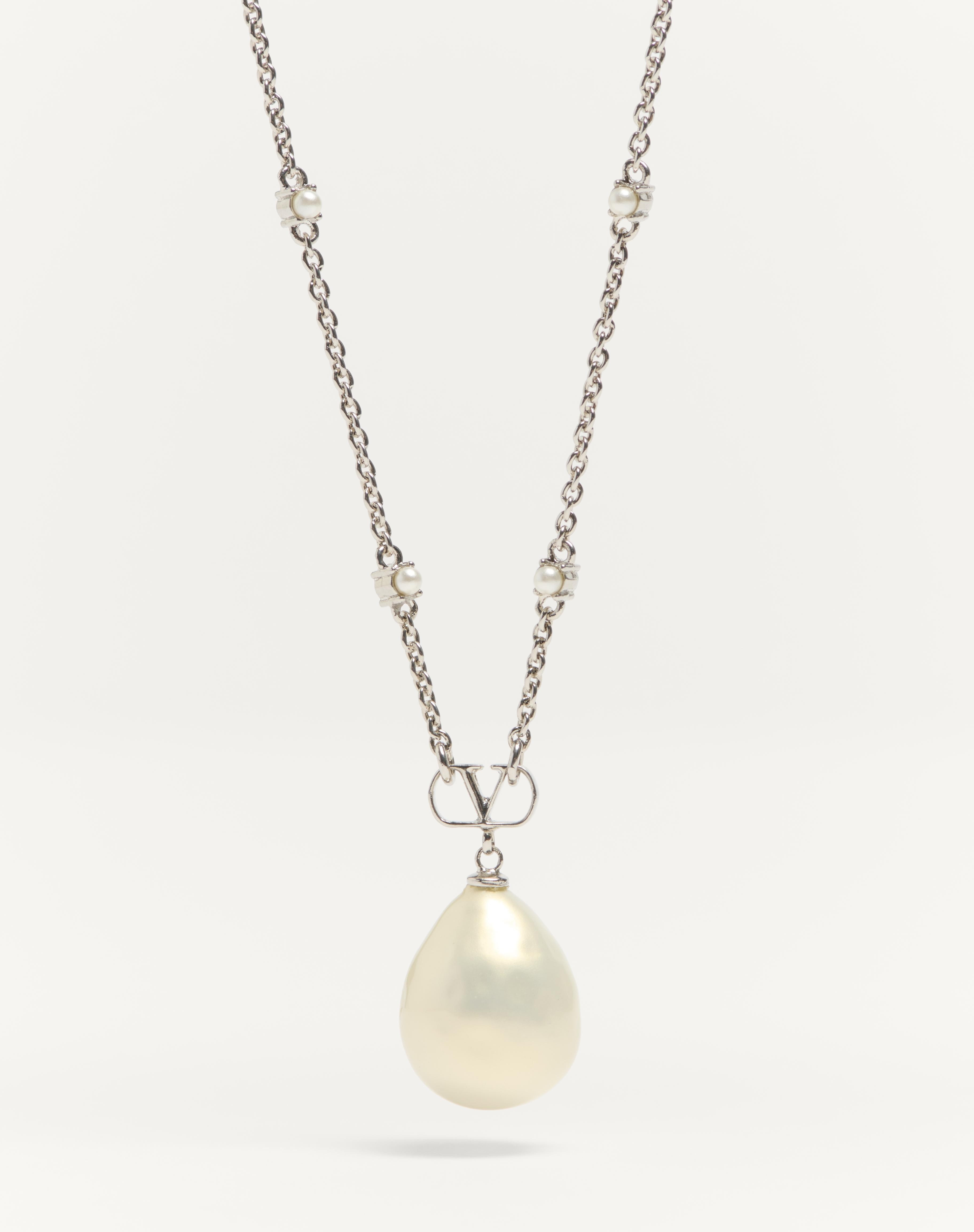 VLOGO SIGNATURE METAL, PEARL AND SWAROVSKI® CRYSTAL NECKLACE - 2