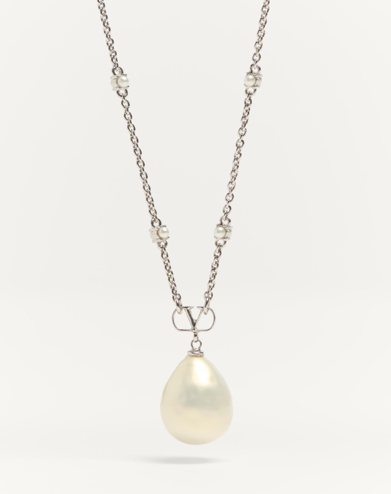 Valentino VLOGO SIGNATURE METAL, PEARL AND SWAROVSKI® CRYSTAL NECKLACE outlook