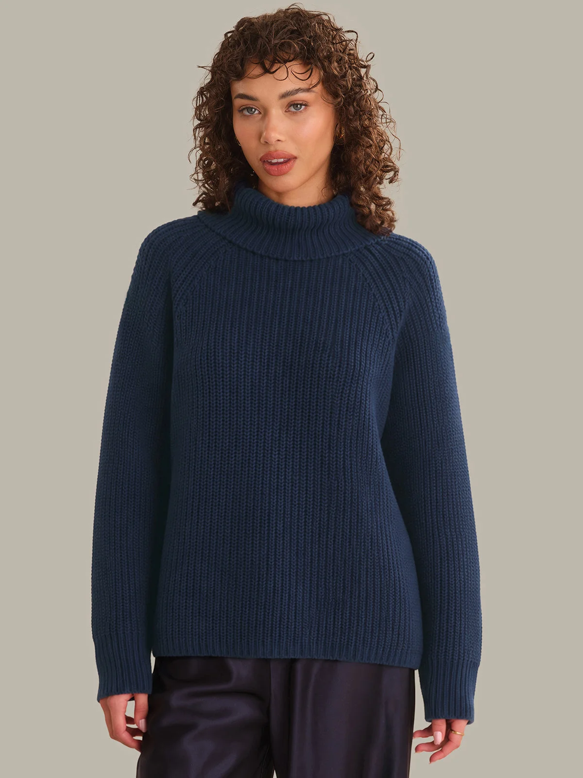 Stella: Cotton Shaker Stitch Turtleneck Sweater - 1