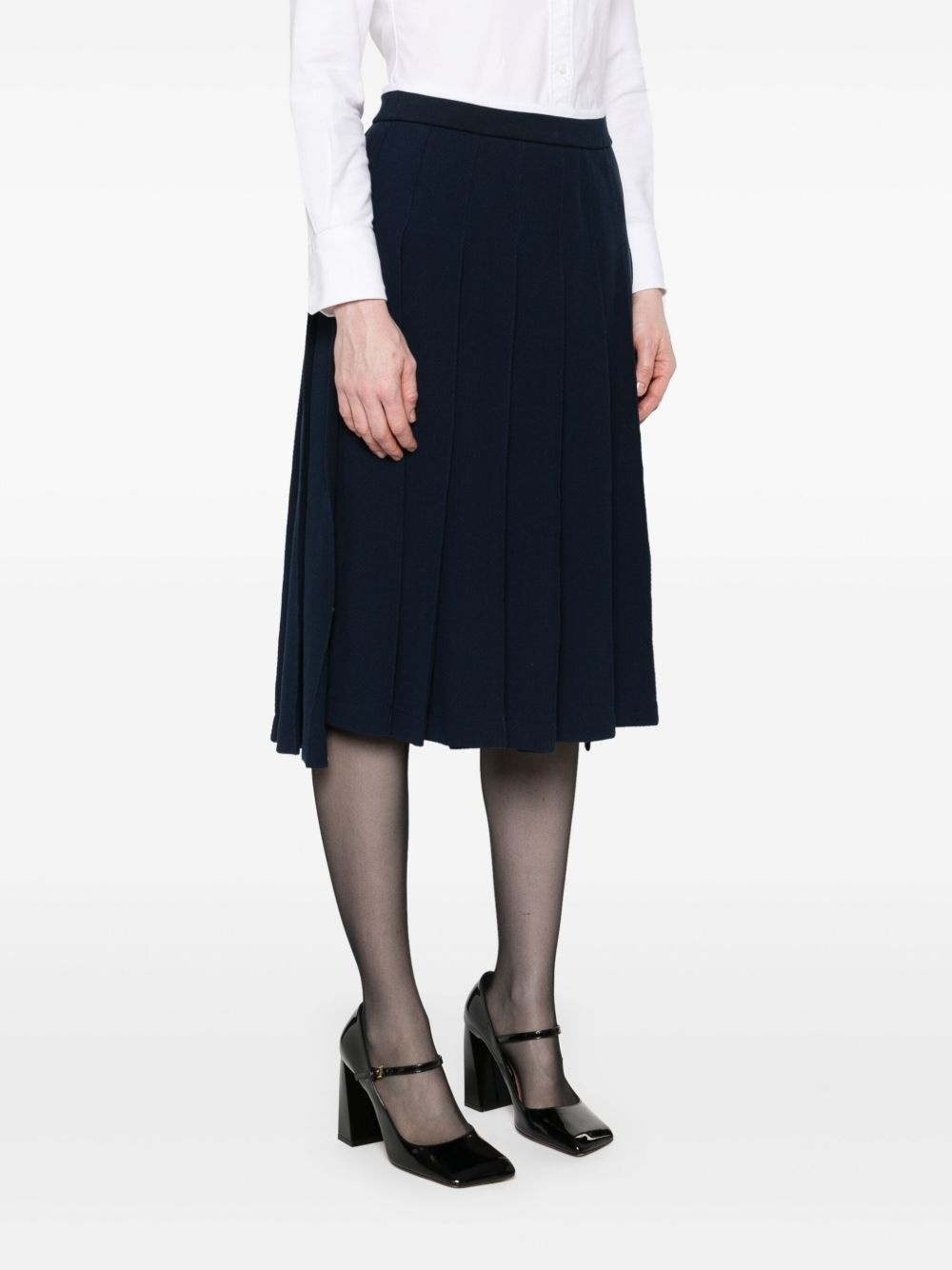 pleated chevron-knit midi skirt - 3