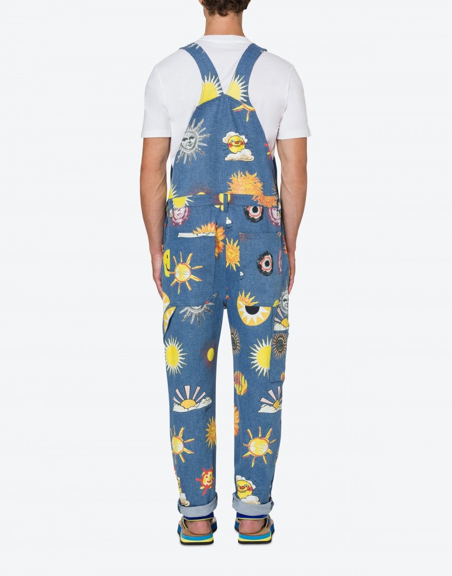 ALLOVER SUN SMILEY® PRINT DENIM STRETCH DUNGAREE - 3