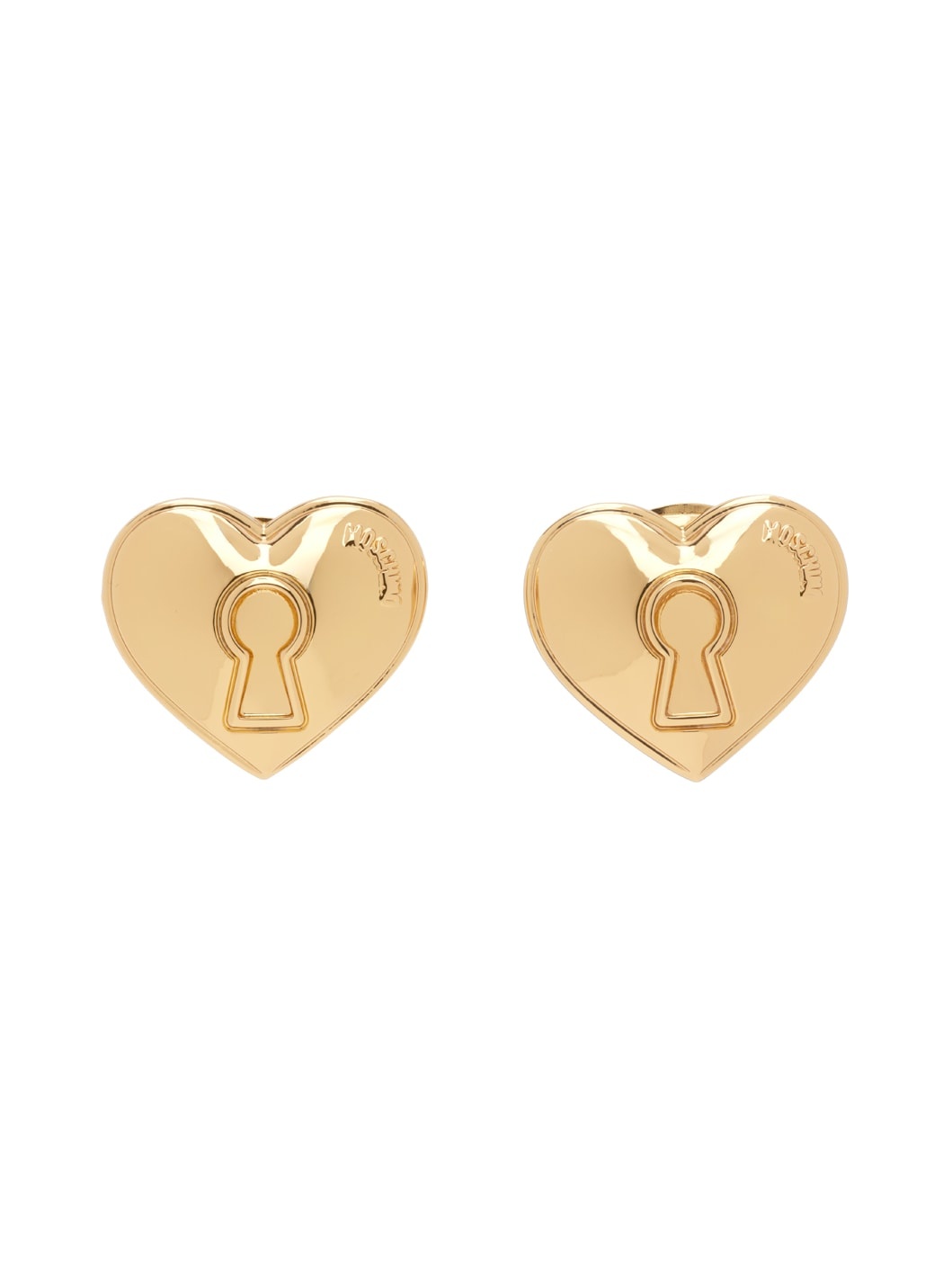 Gold Heart Lock Earrings - 1