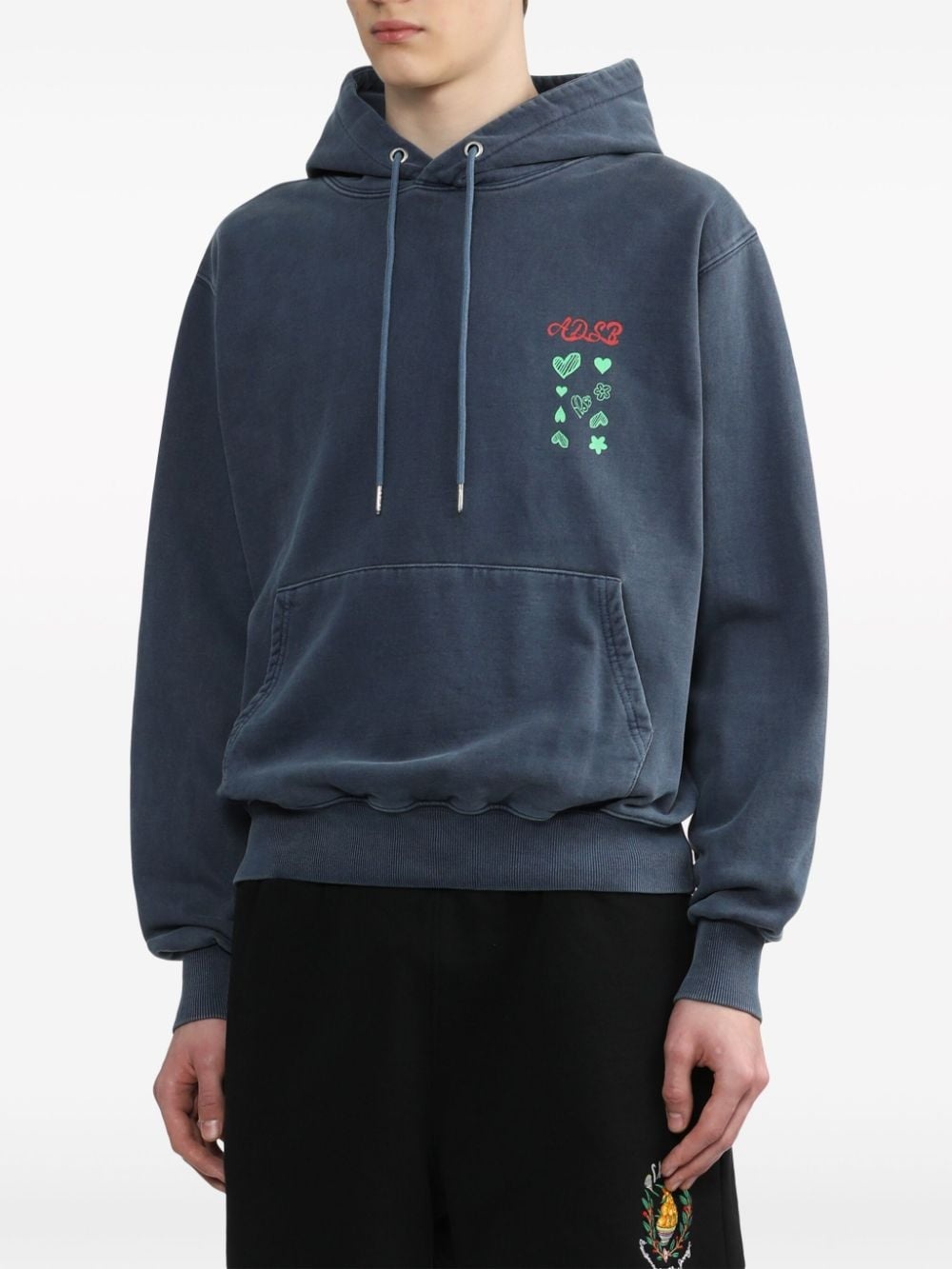logo-embroidered cotton hoodie - 3