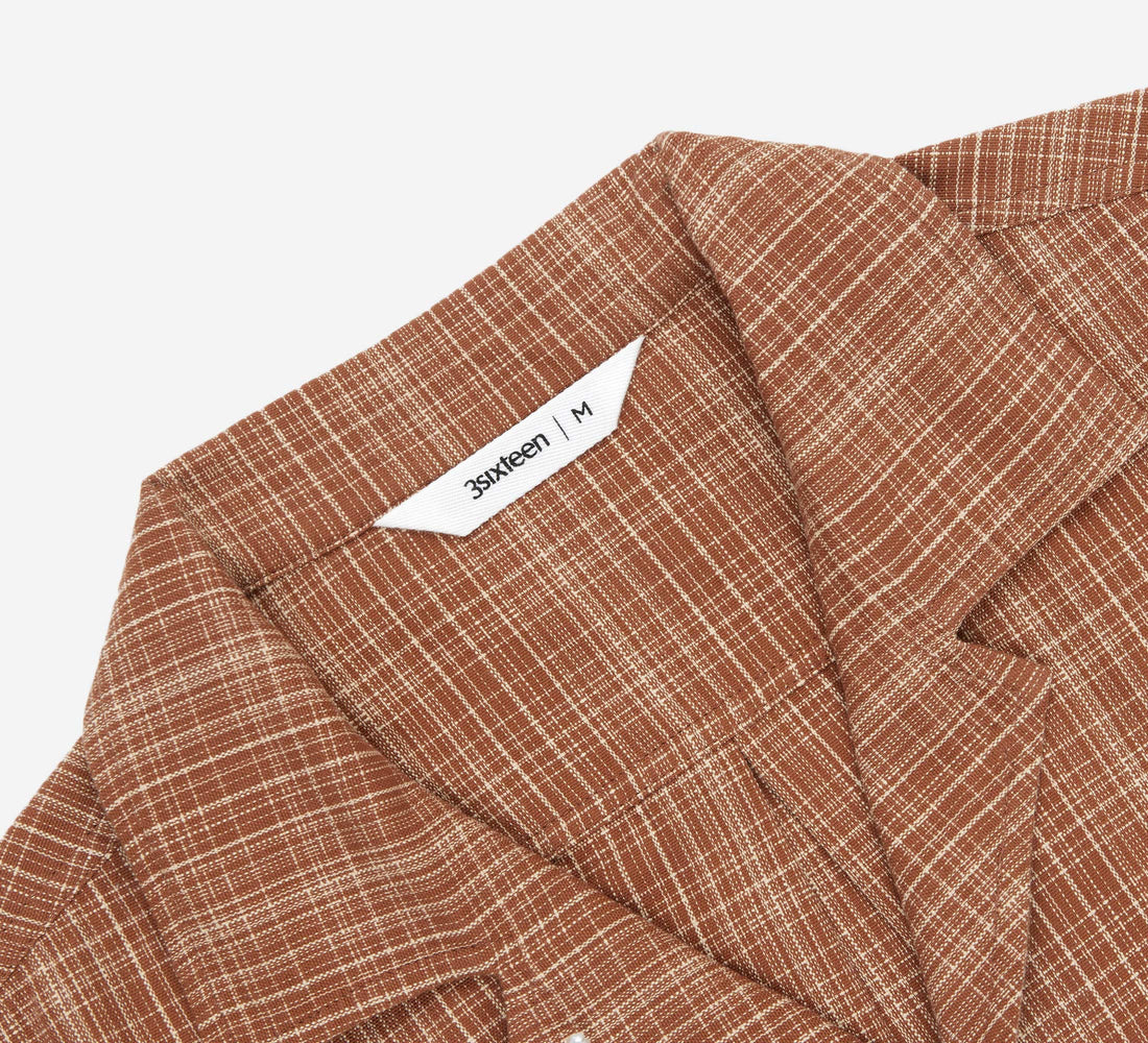 Open Collar Shirt - Amber Micro Plaid - 3