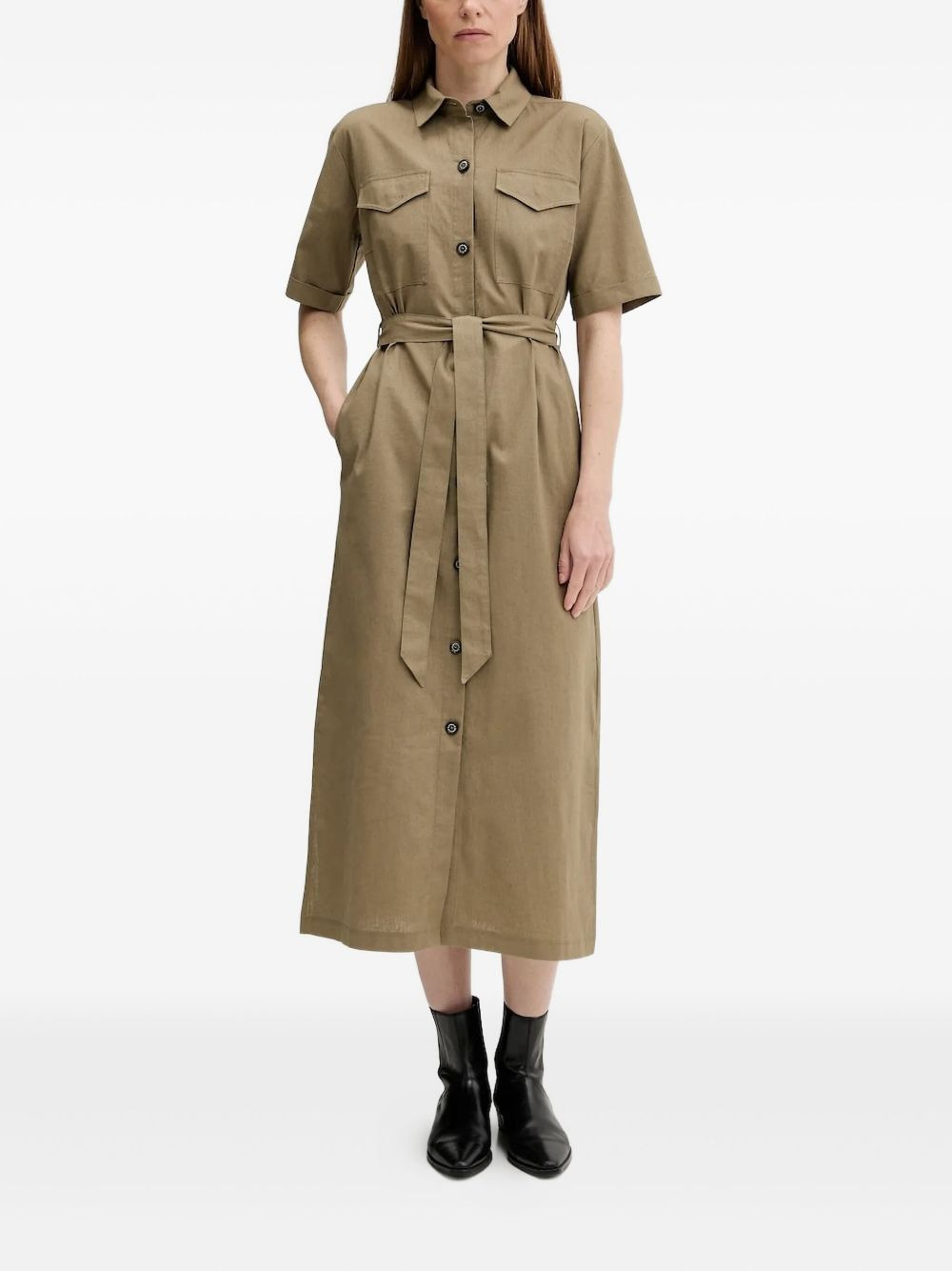 belted midi shirt dress - 2
